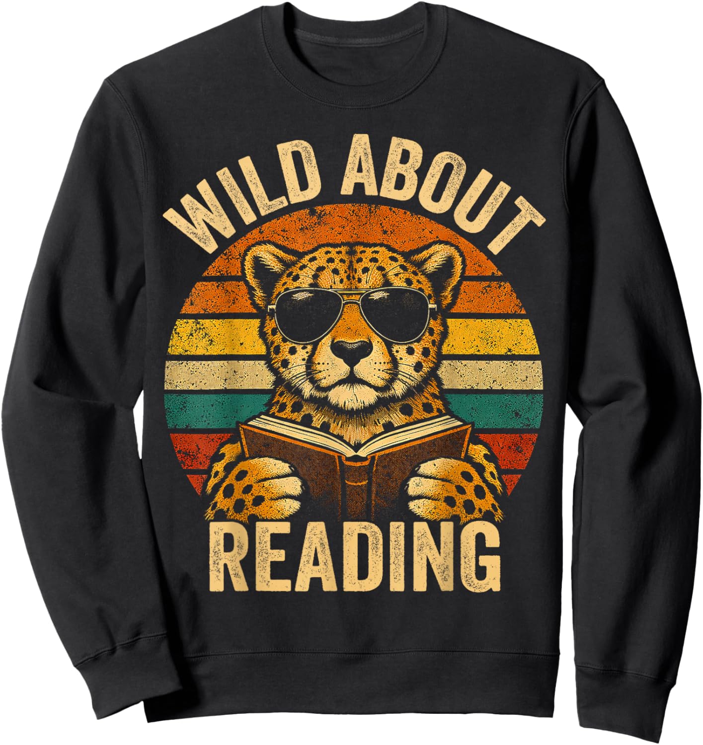 Boys Animal Print Clothes Wild About Reading Cheetah Book Sweatshirt - Sweatshirt | Black
