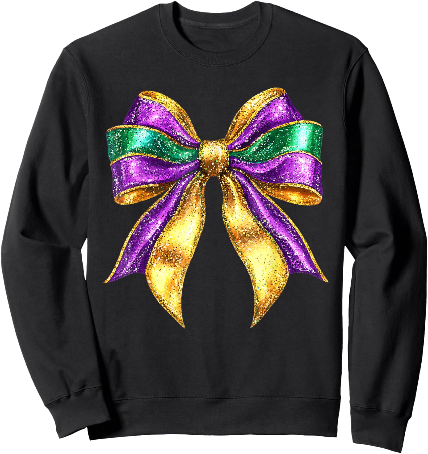 Cute Mardi Gras Fat Coquette Bow Tuesday Kids Girls Women Sweatshirt - Sweatshirt | Black