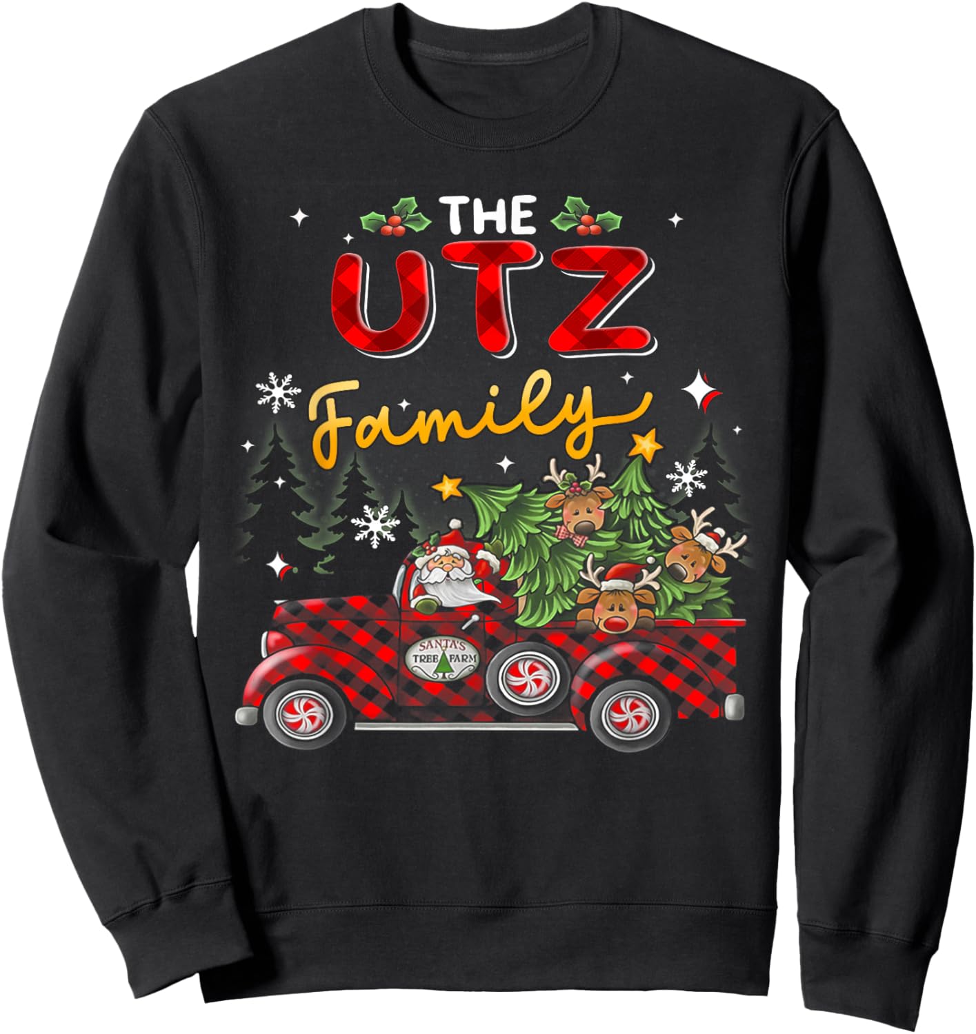 The Utz Family Christmas Matching Pajamas Group Gift Sweatshirt - Sweatshirt | Black