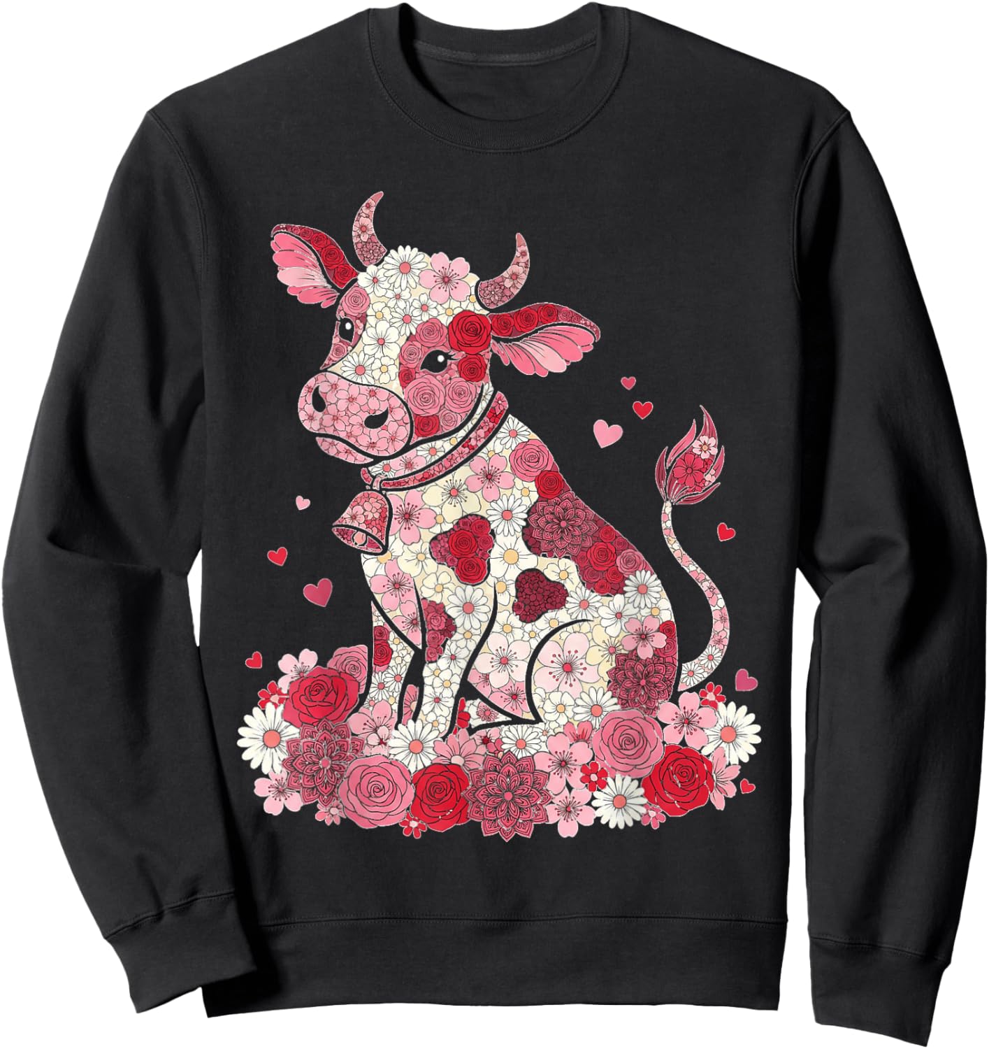 Love Cow Valentine Cute Cows Lover Valentines Day Sweatshirt - Sweatshirt | Black