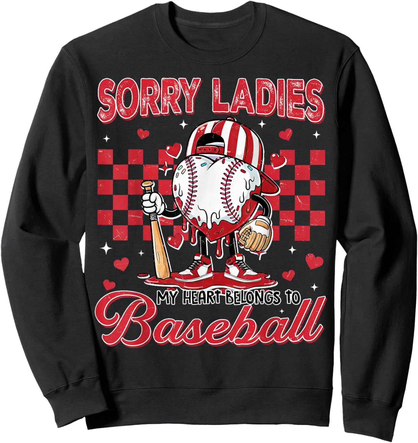 Baseball Drip Icecream Apparel Youth Boy Valentine Sweatshirt - Sweatshirt | Black