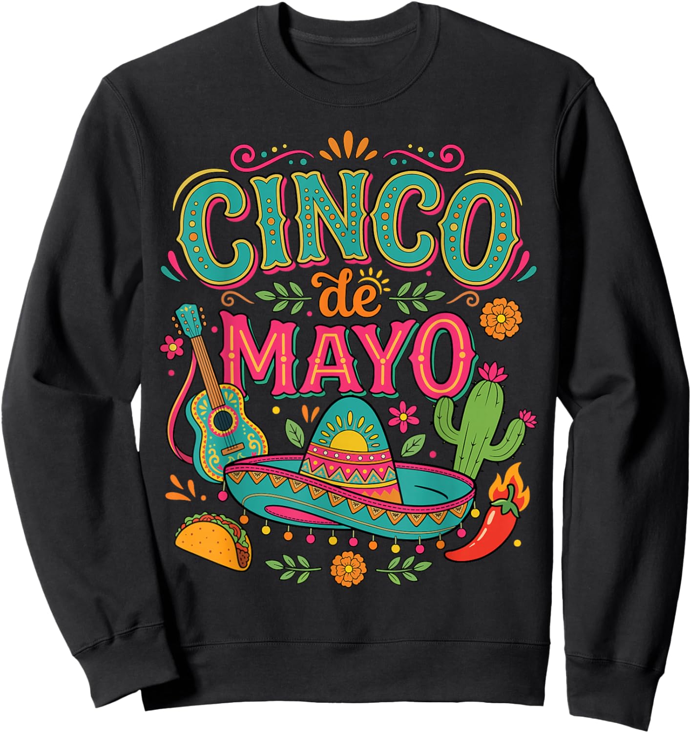 Funny 5 De Mayo Mexican Party Matching Cinco de Mayo Fiesta Sweatshirt - Sweatshirt | Black