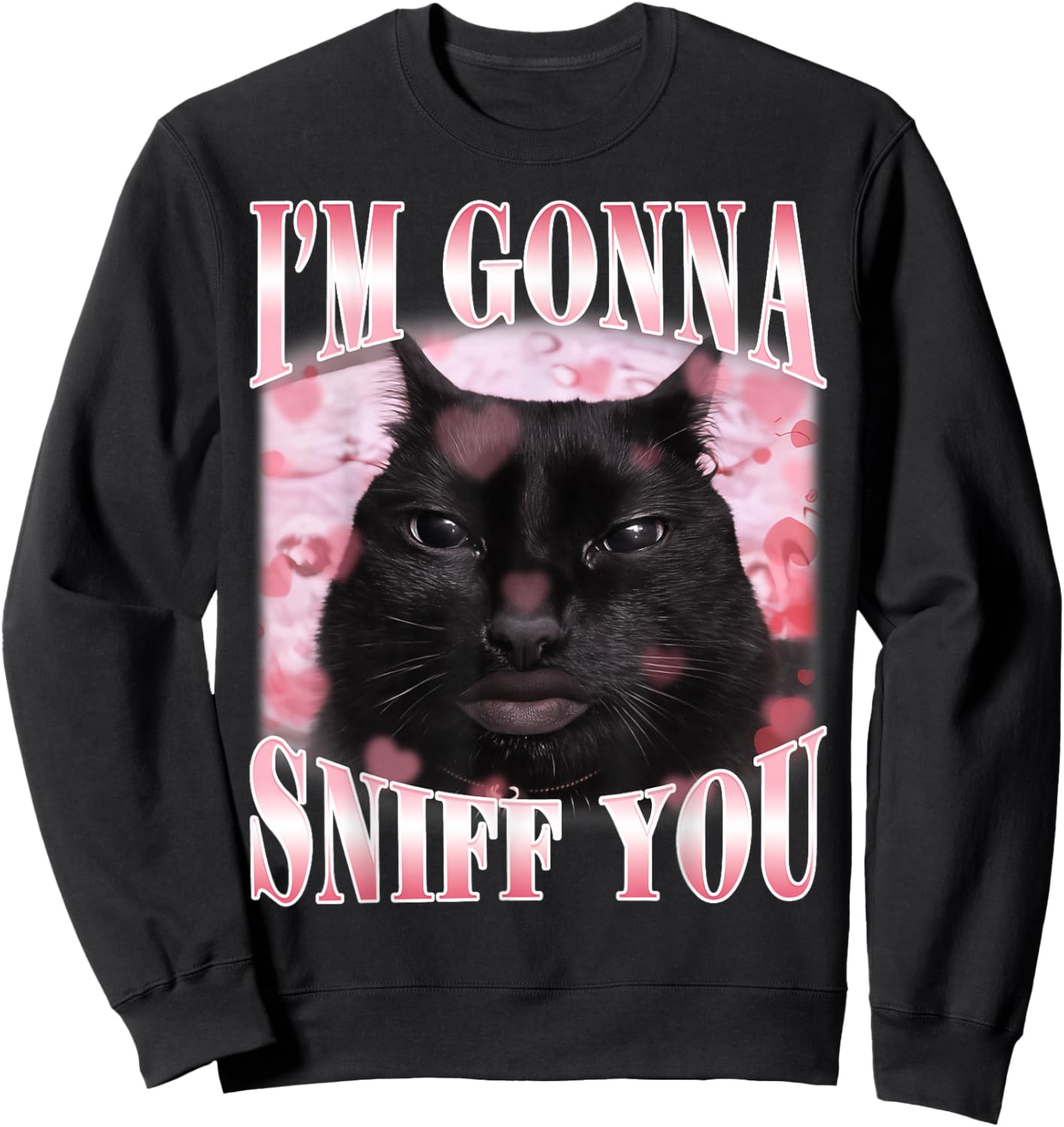 I'm Gonna Sniff You Funny Brainrot Stupid Cat Meme Graphic Sweatshirt - Sweatshirt | Black