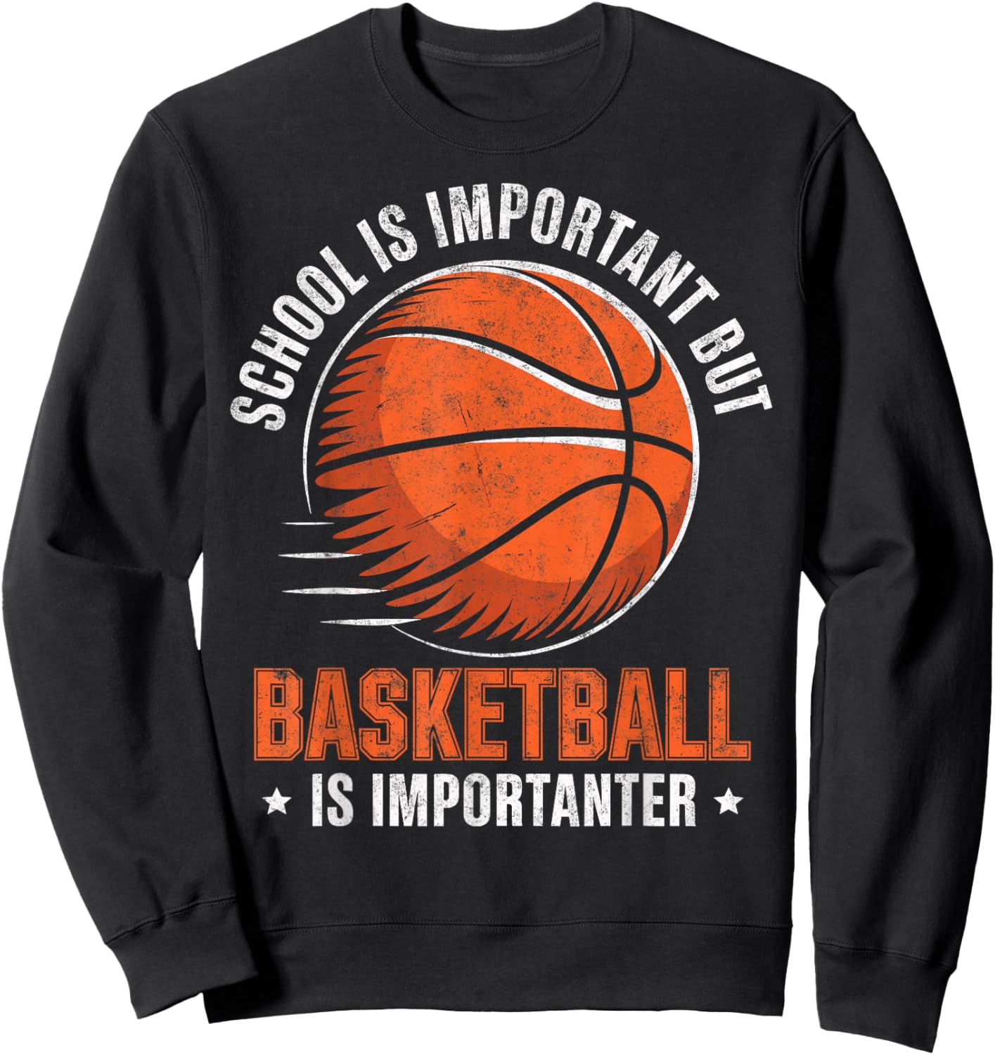 Vintage School is Important but Basketball is Importanter Sweatshirt - Sweatshirt | Black