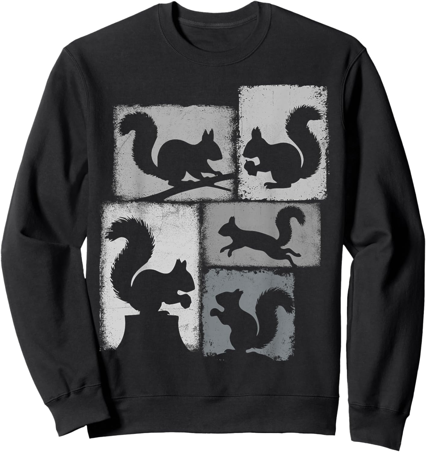 Squirrel Vintage Collage Nut Lover Sweatshirt - Sweatshirt | Black
