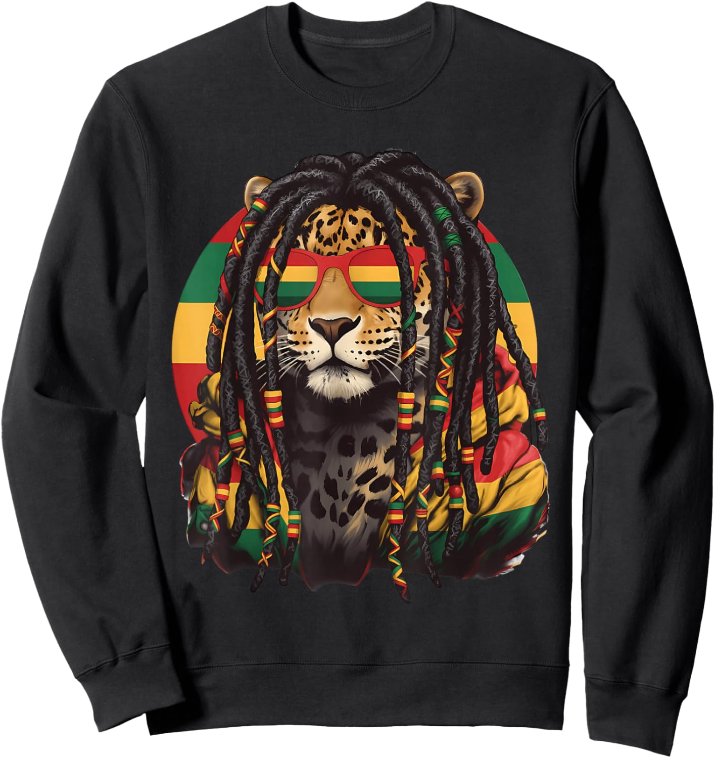 Rasta Reggae Lion of Judah Headphones Jamaican Reggae Music Sweatshirt - Sweatshirt | Black