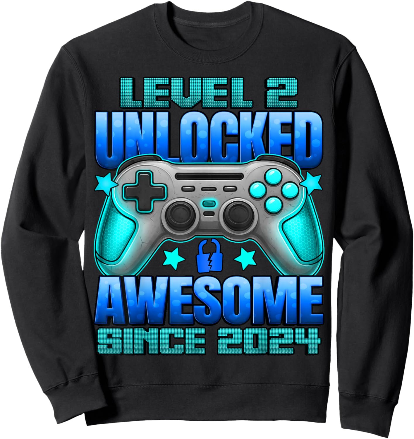 Level 2 Unlocked 2 Year Old Gifts for Boys 2nd Birthday Boy Sweatshirt - Sweatshirt | Black