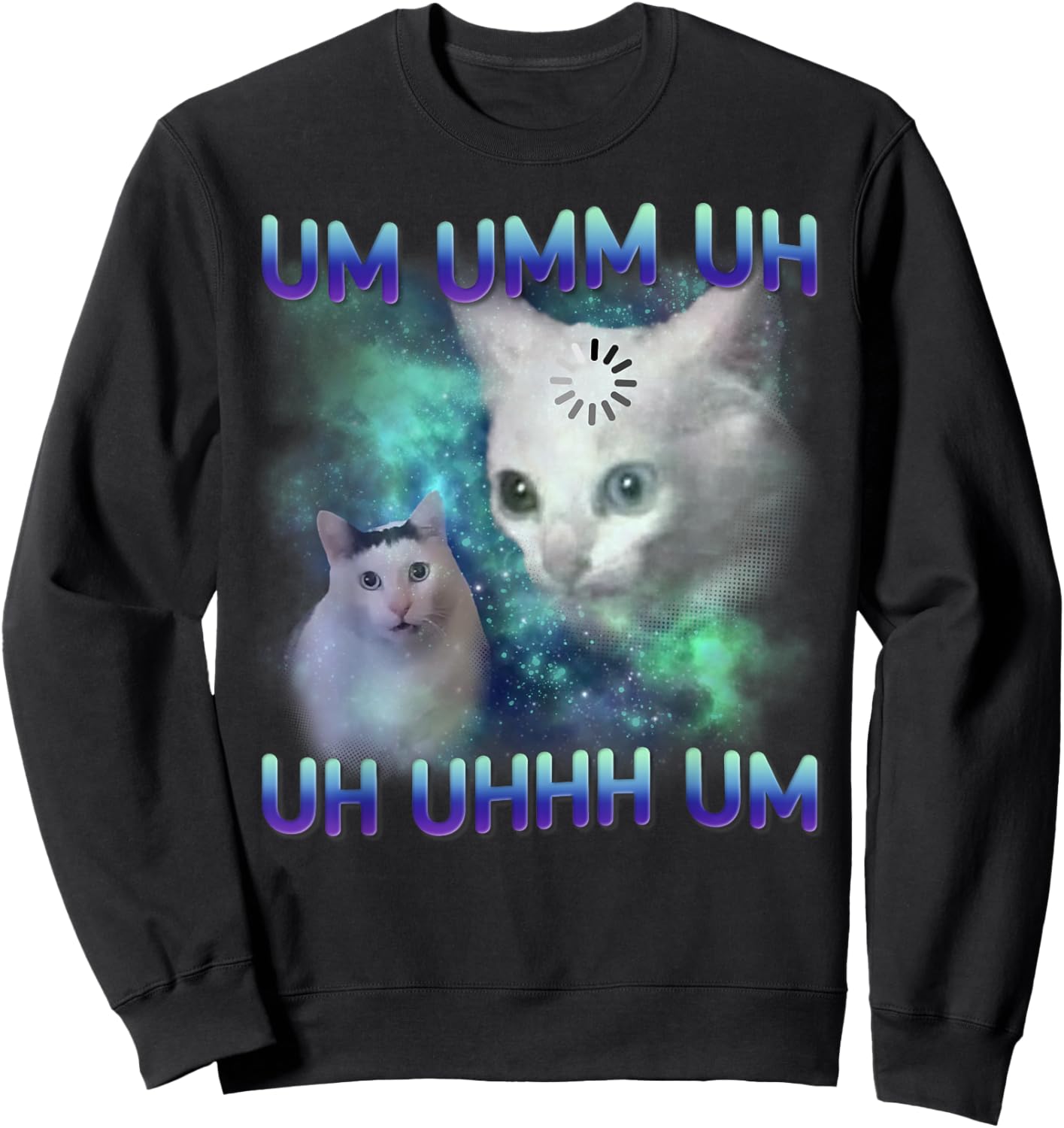 Um Uhh Funny Huh Cat Meme Silly Cat Gift Women Sweatshirt - Sweatshirt | Black