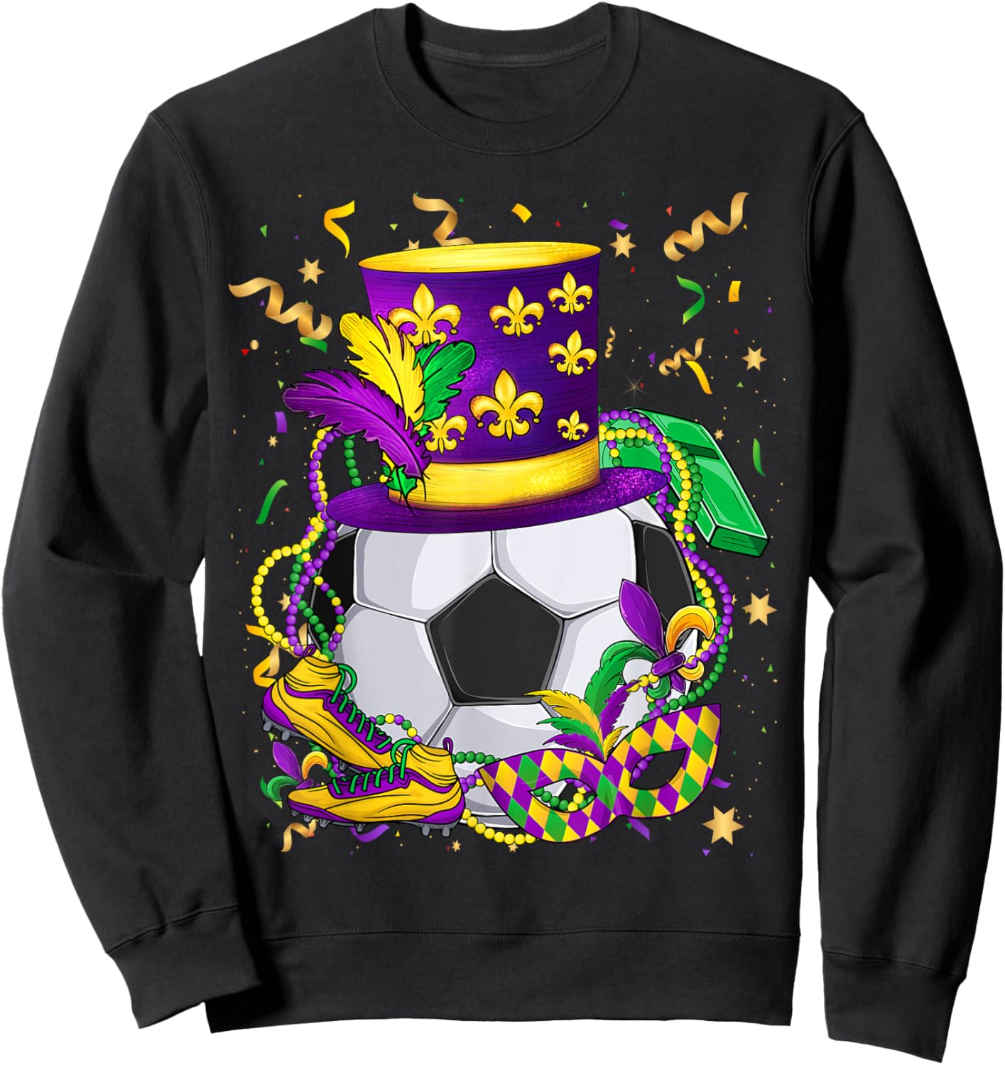 Mardi Gras Soccer Lovers Fat Tuesday NOLA Parade Boys Men Sweatshirt - Sweatshirt | Black