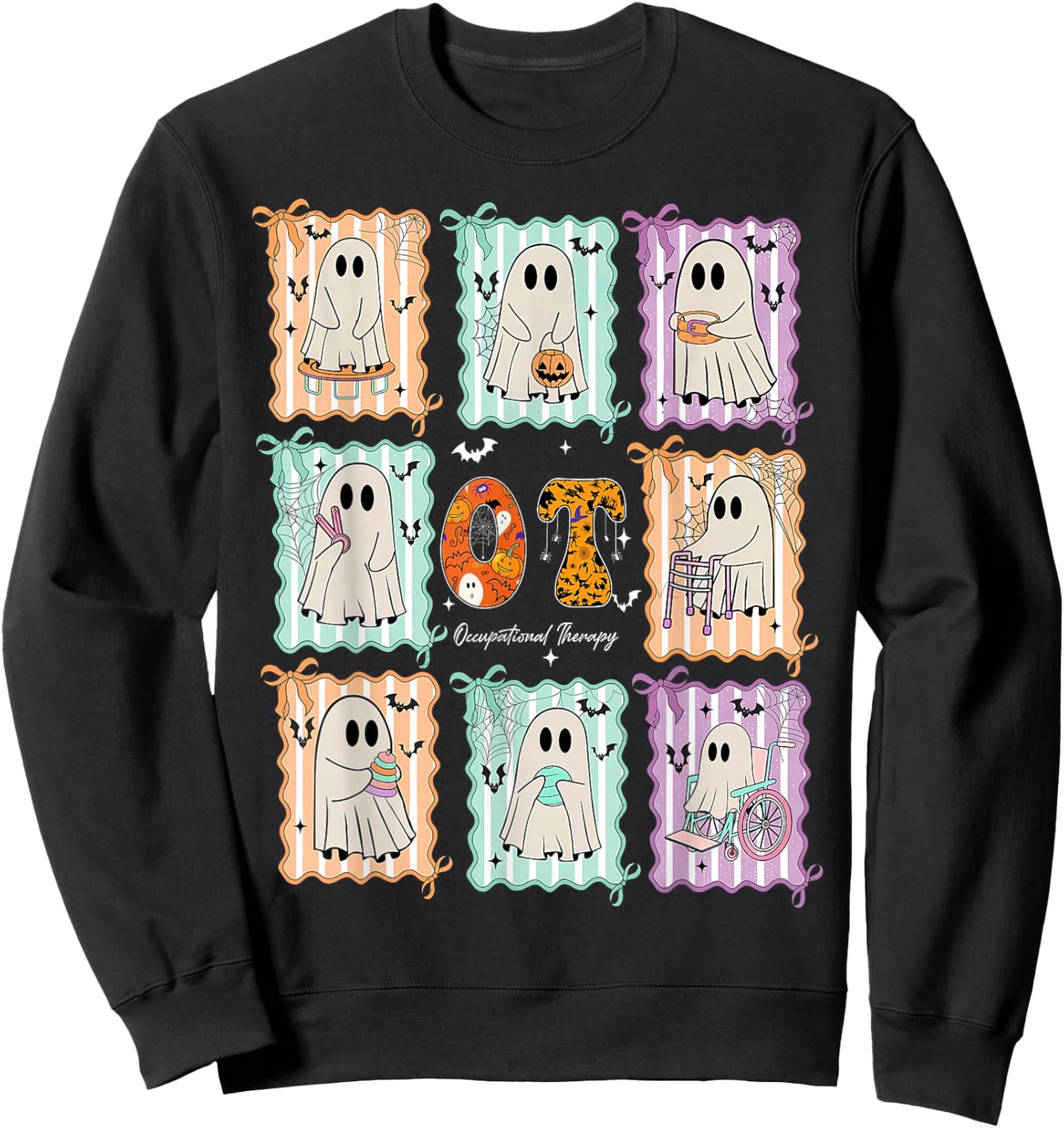 OT Occupational Therapy Therapist Halloween Spooky OTA Ghost Sweatshirt - Sweatshirt | Black
