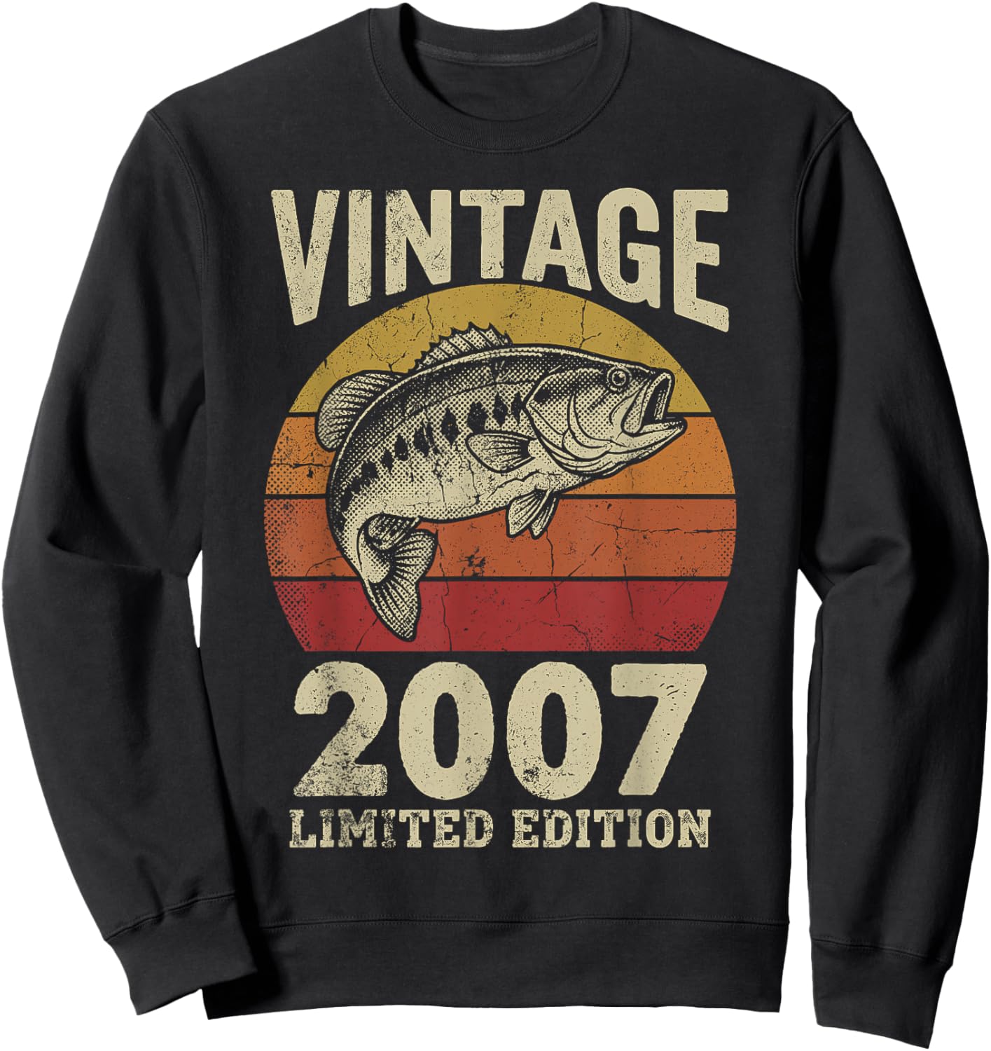 Vintage 2007 Fishing 19th Birthday Fisherman Limited Edition Sweatshirt - Sweatshirt | Black