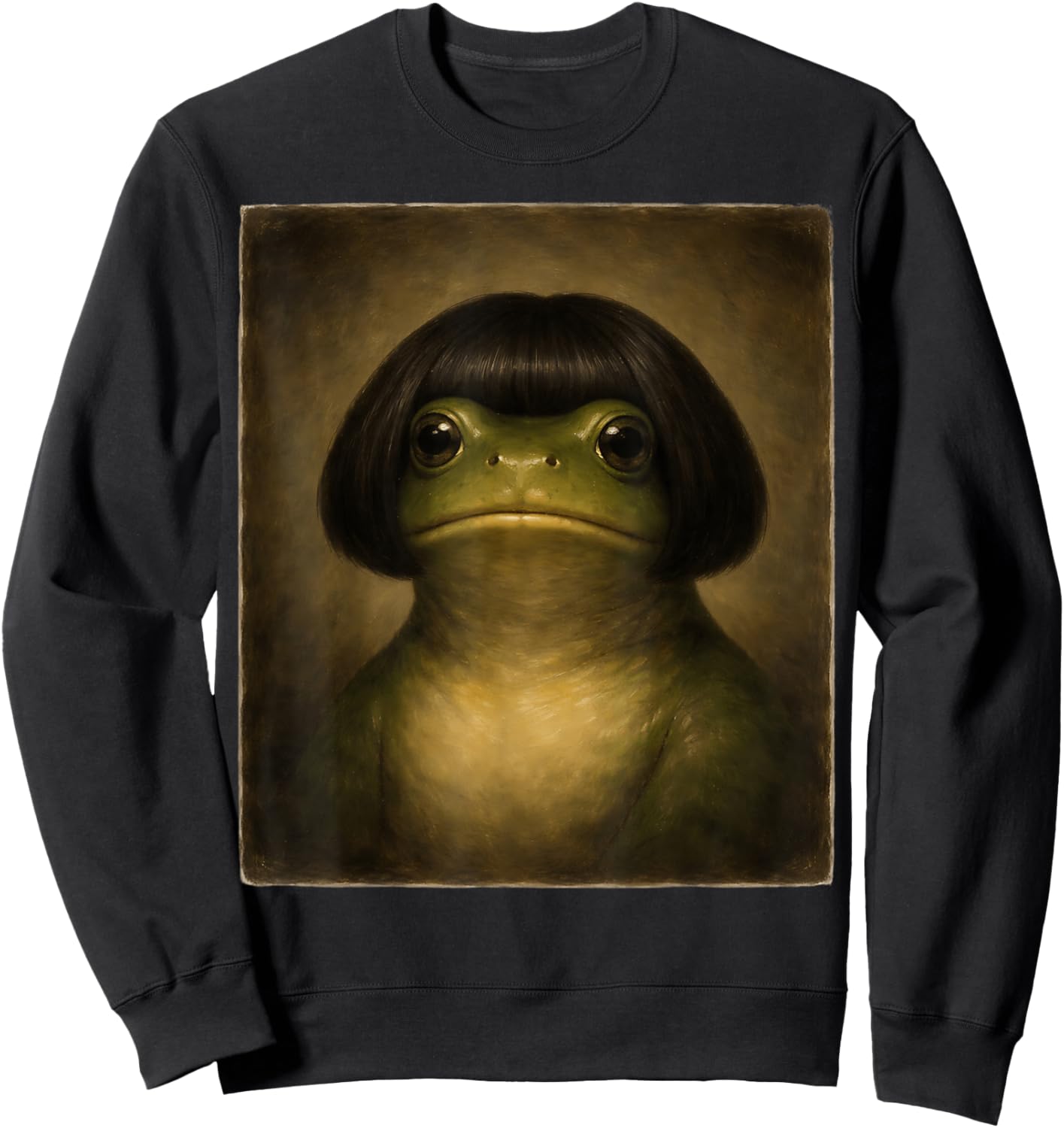Funny Frog with A Bob Toad Retro Vintage Meme Sweatshirt - Sweatshirt | Black