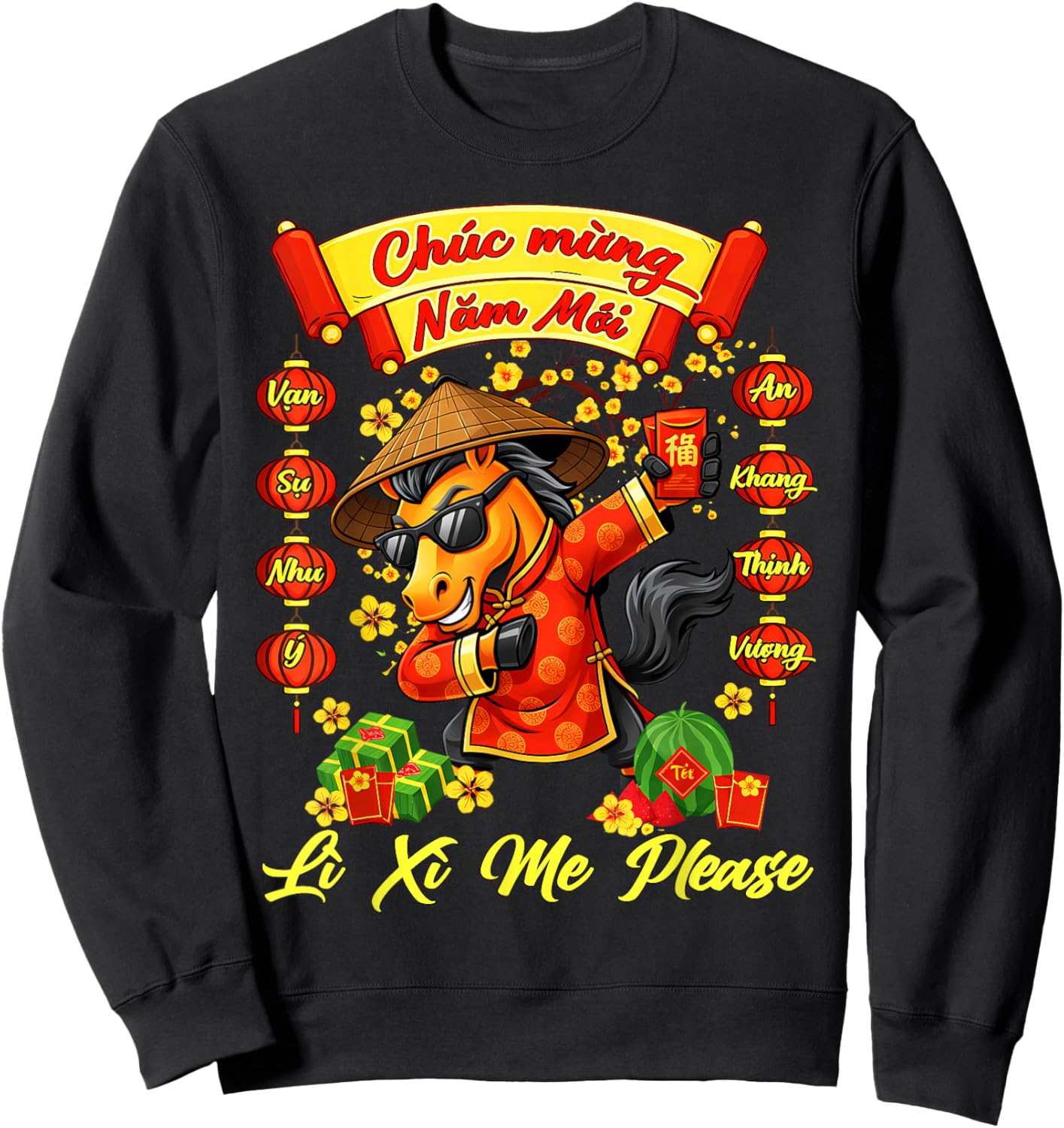 Li Xi Me Please Chuc Mung NAM Moi Vietnamese Horse Year 2026 Sweatshirt - Sweatshirt | Black