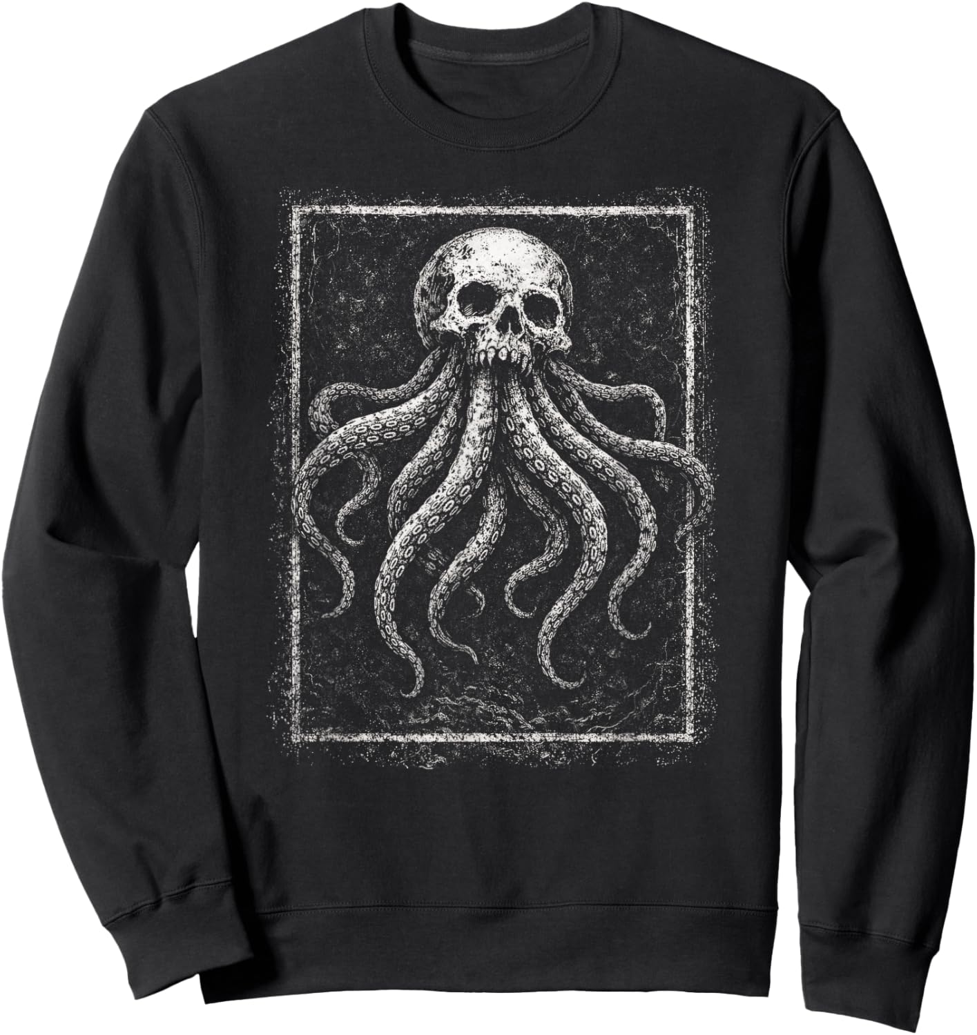 Skull Octopus Alt Grunge Goth Alternative Gothic Aesthetic Sweatshirt - Sweatshirt | Black