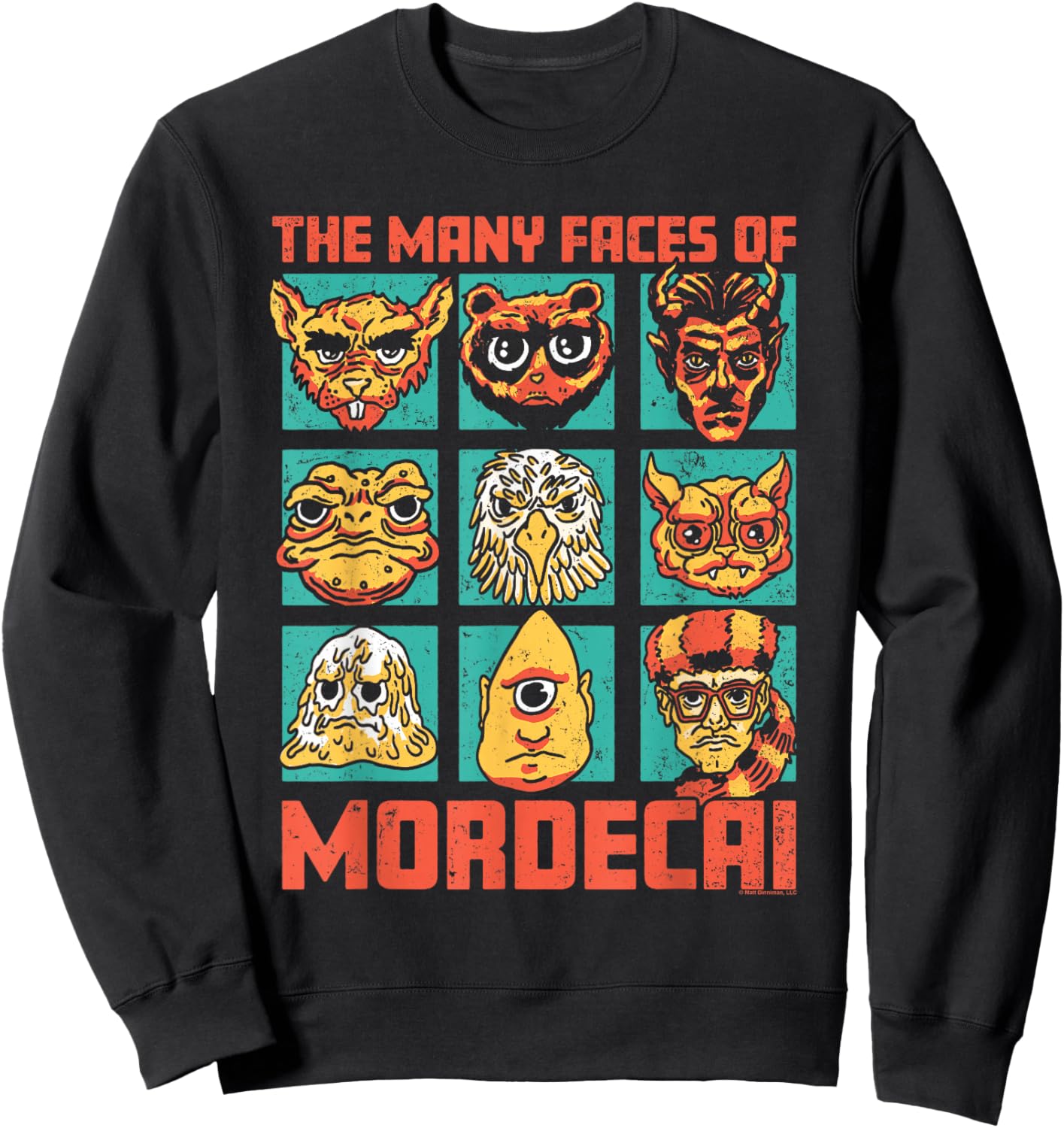 DCC Many Faces of Mordecai Grid Funny Gamer Series Book Sweatshirt - Sweatshirt | Black