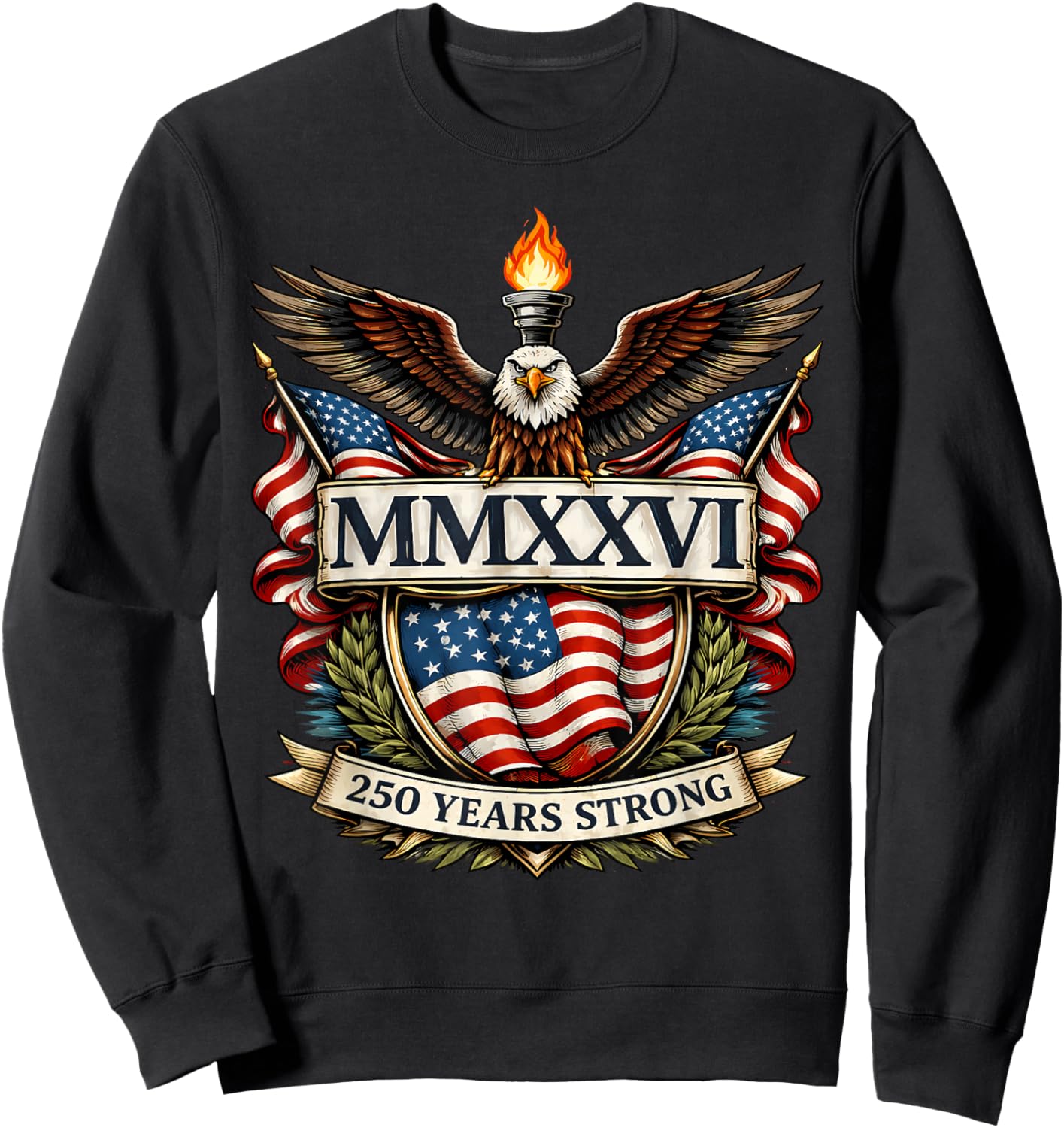 Flag Vintage 250 Years American 1776 2026 250th USA Birthday Sweatshirt - Sweatshirt | Black