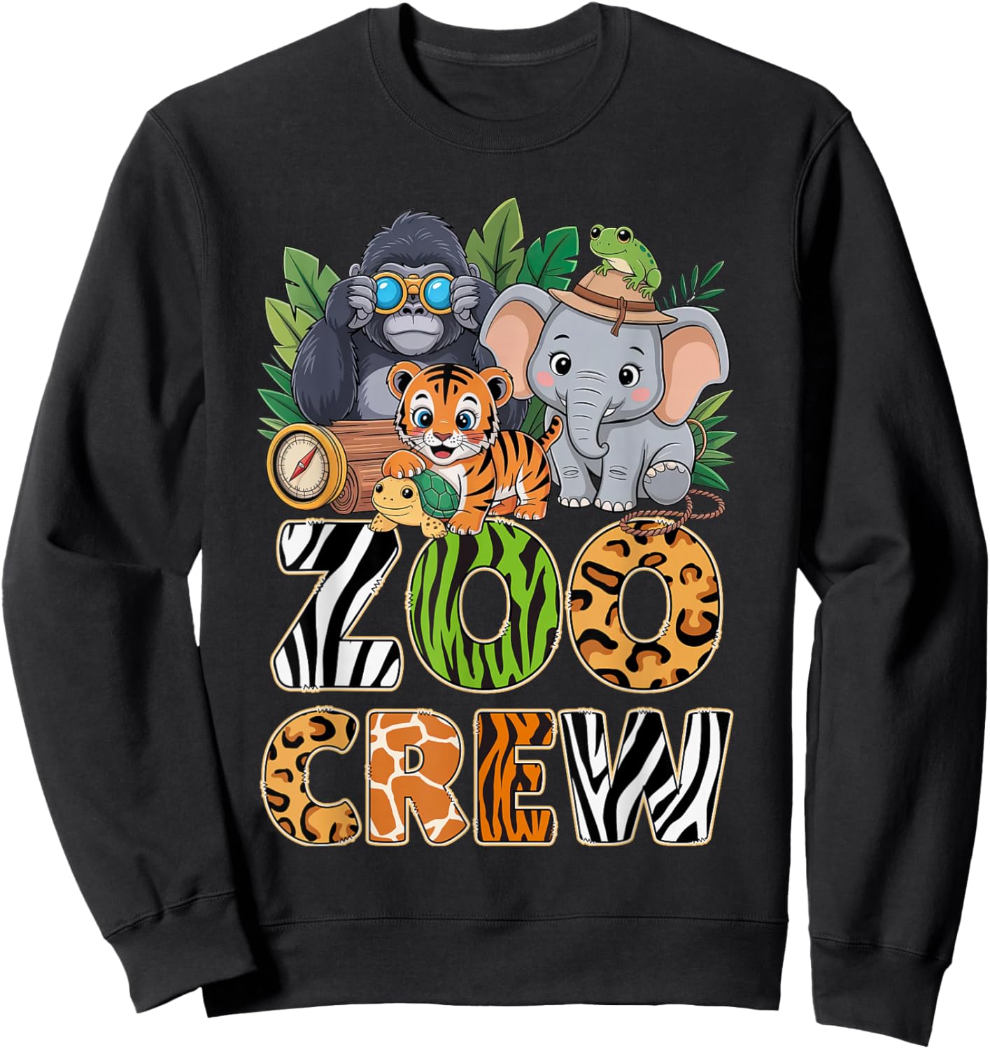 Zoo Crew Cute Jungle Animals Safari Adventure Zoo Keeper Sweatshirt - Sweatshirt | Black