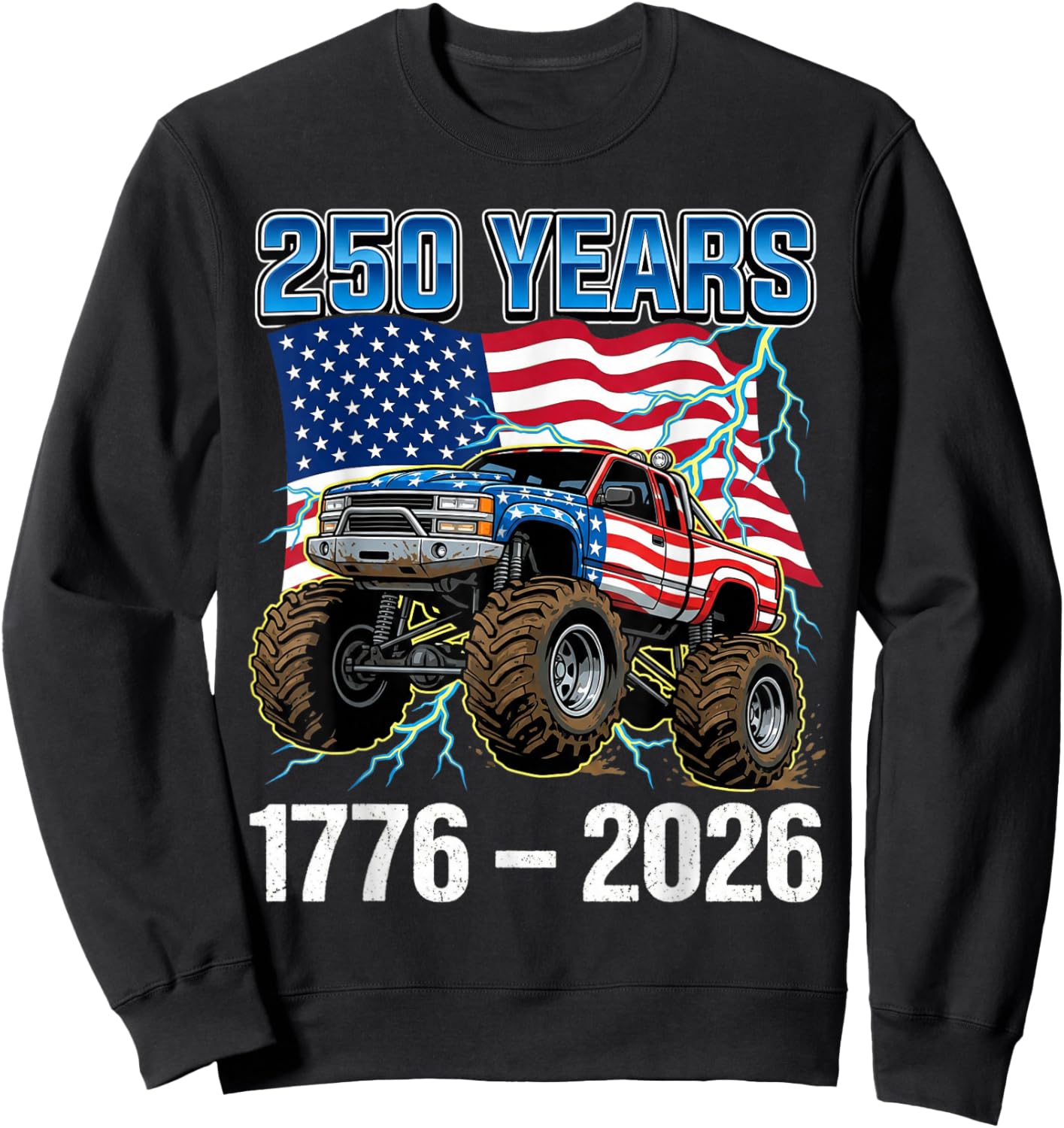 250 Years American 1776 2026 250th Toddler Boys 4th of July Sweatshirt - Sweatshirt | Black