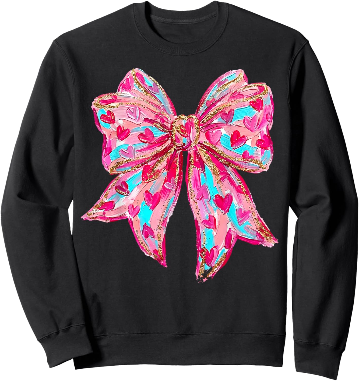 Coquette Bow Valentine's Day Girl Woman Cute Heart Love Gift Sweatshirt - Sweatshirt | Black