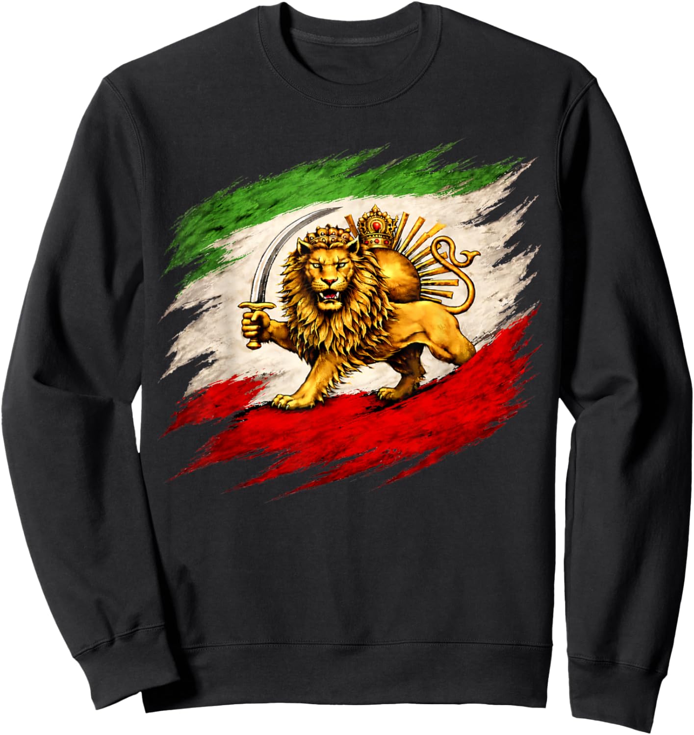 Vintage Lion and Sun Flag, Persian Heritage Sweatshirt - Sweatshirt | Black