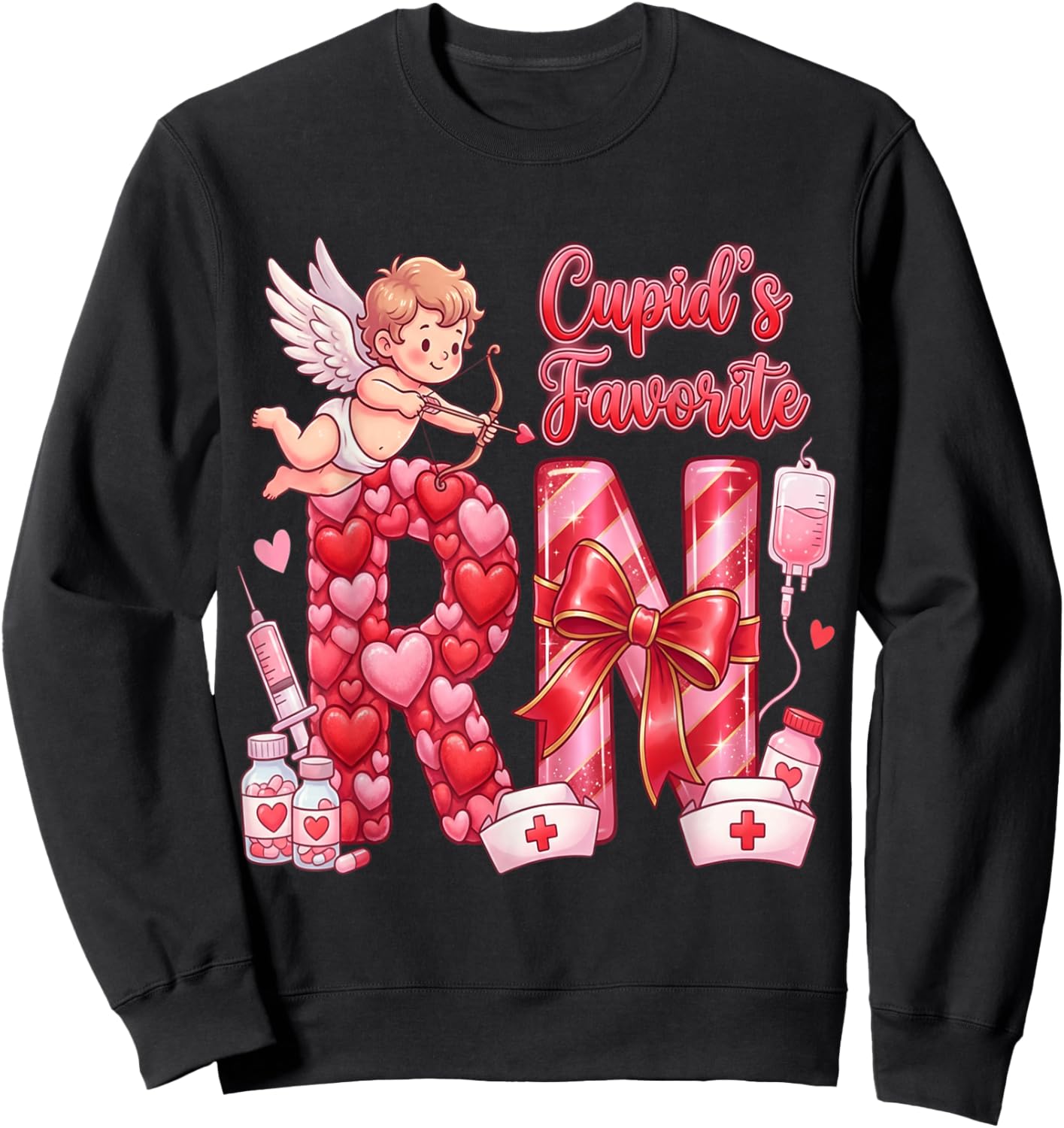 Healthcare Heart Registered Nurse RN Valentines Nurses Sweatshirt - Sweatshirt | Black
