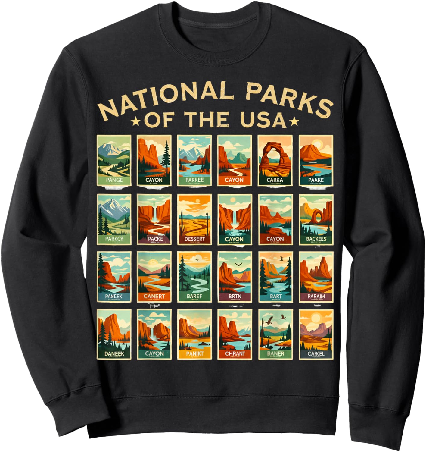 American National Park USA List of National Park Checklist Sweatshirt - Sweatshirt | Black