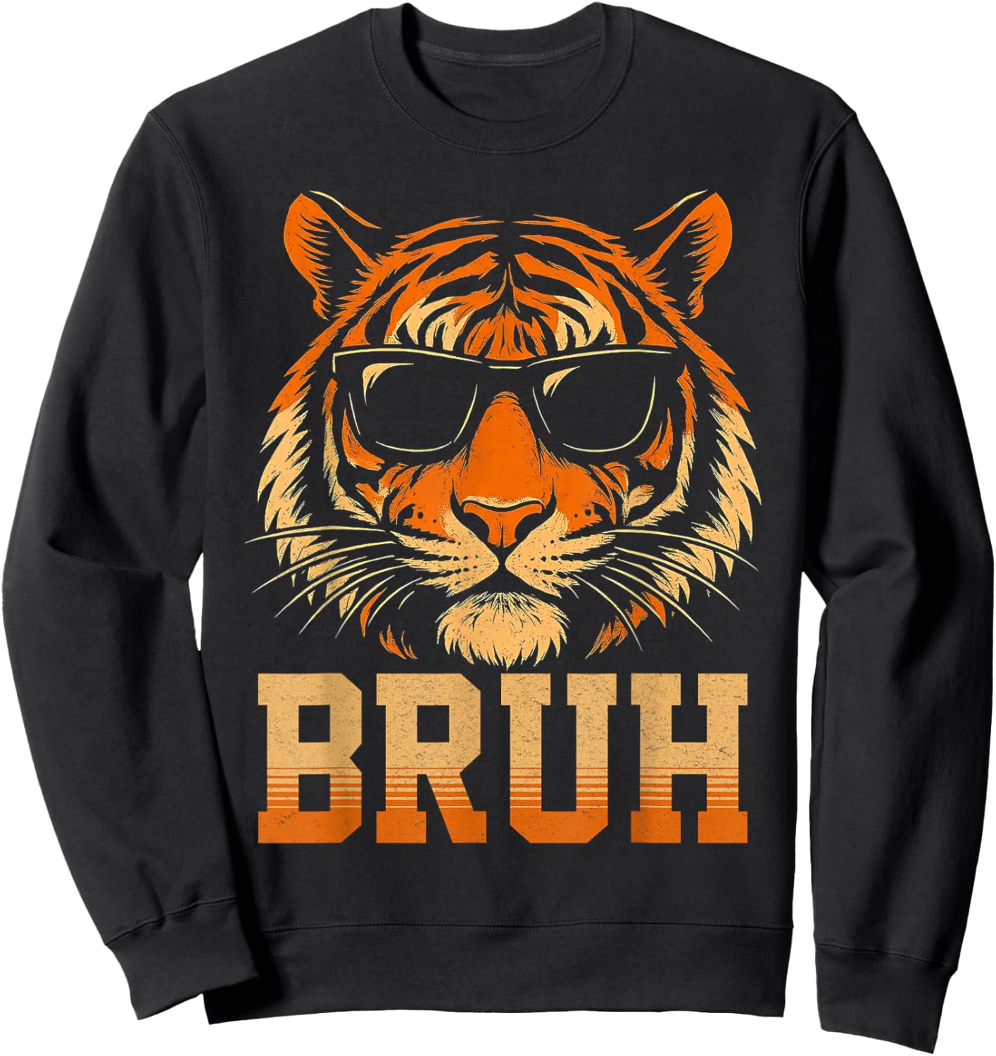 Bruh Tiger Meme Graphic Kids Funny Animal Lovers Sweatshirt - Sweatshirt | Black