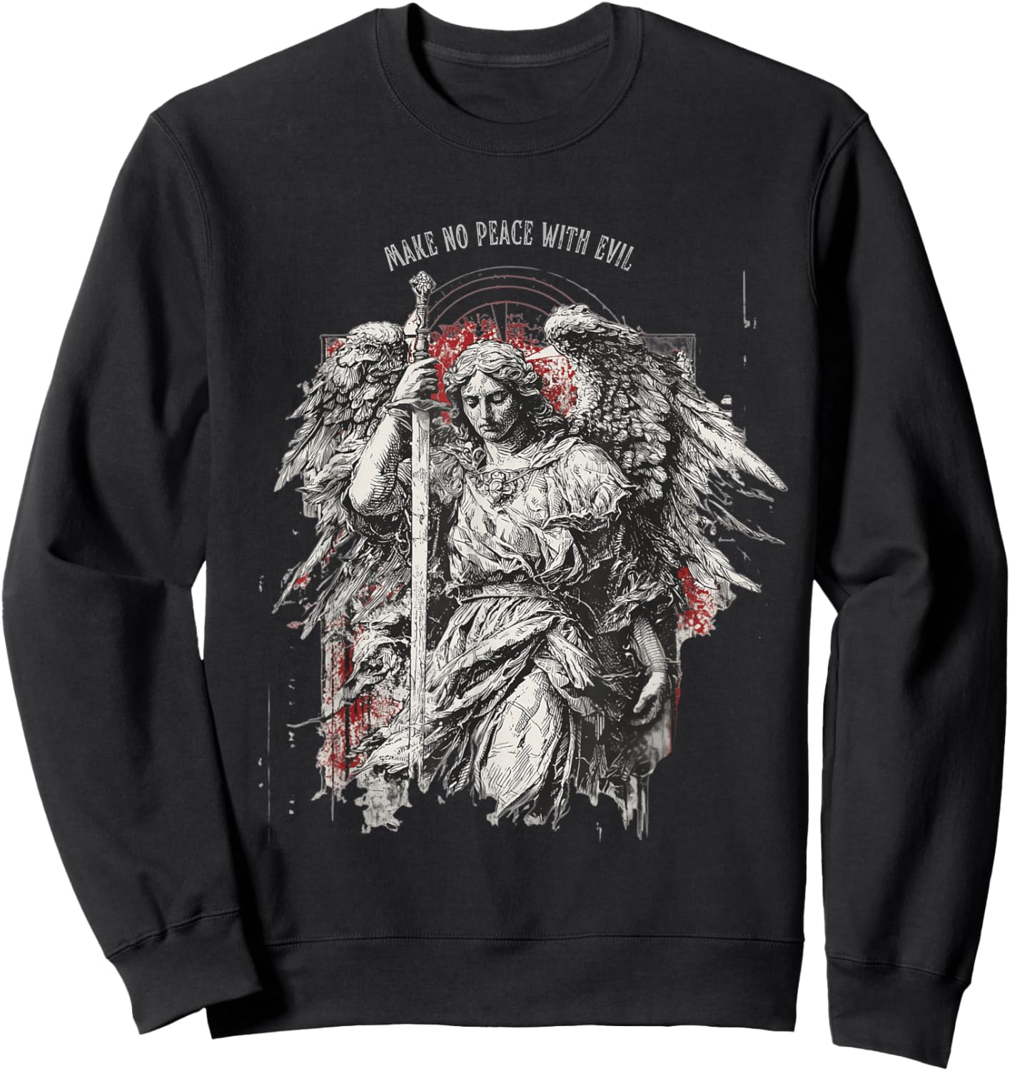Archangel Michael Make no Peace with Evil | Gothic Christian Sweatshirt - Sweatshirt | Black