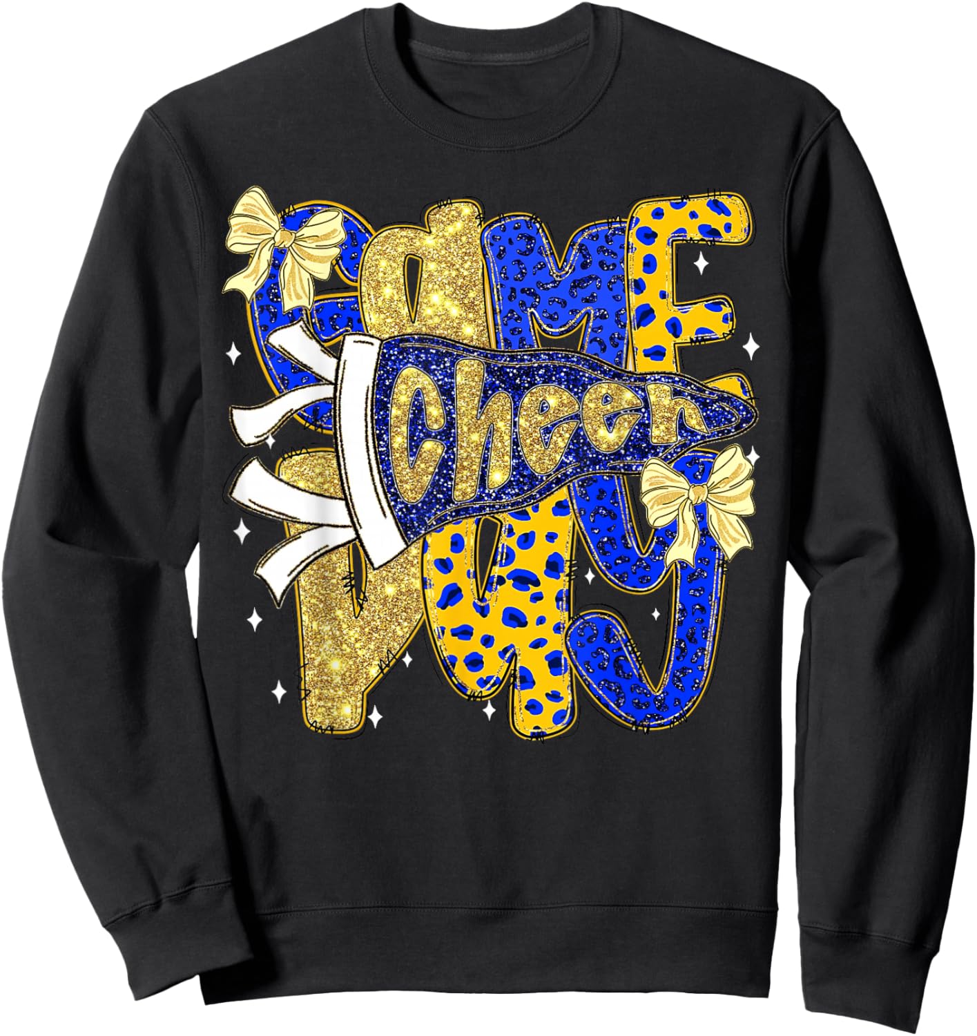 Preppy Game Day Football Mom Pennant Flag Cheer Blue & Gold Sweatshirt - Sweatshirt | Black