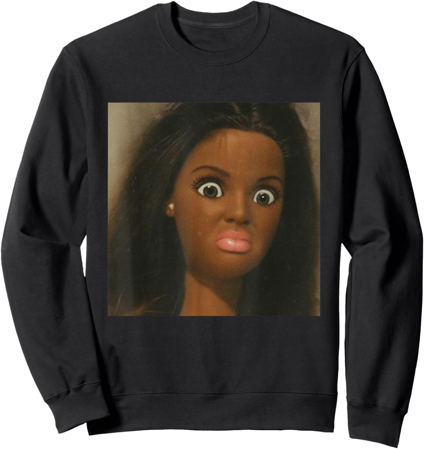 Funny African American Disgusted Black Doll Face Meme Sweatshirt - Sweatshirt | Black