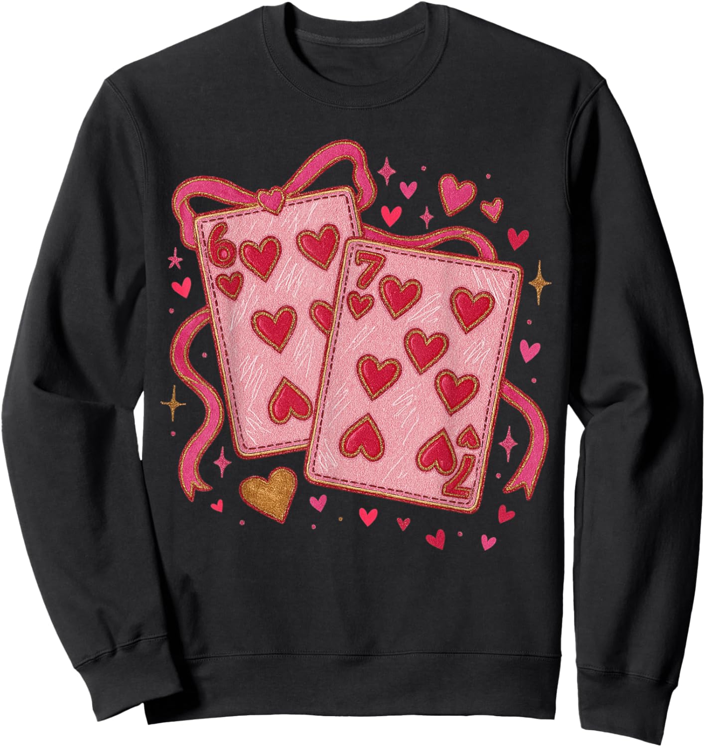 Playing Cards Valentine 6 7 Coquette Six Seven Meme Sweatshirt - Sweatshirt | Black