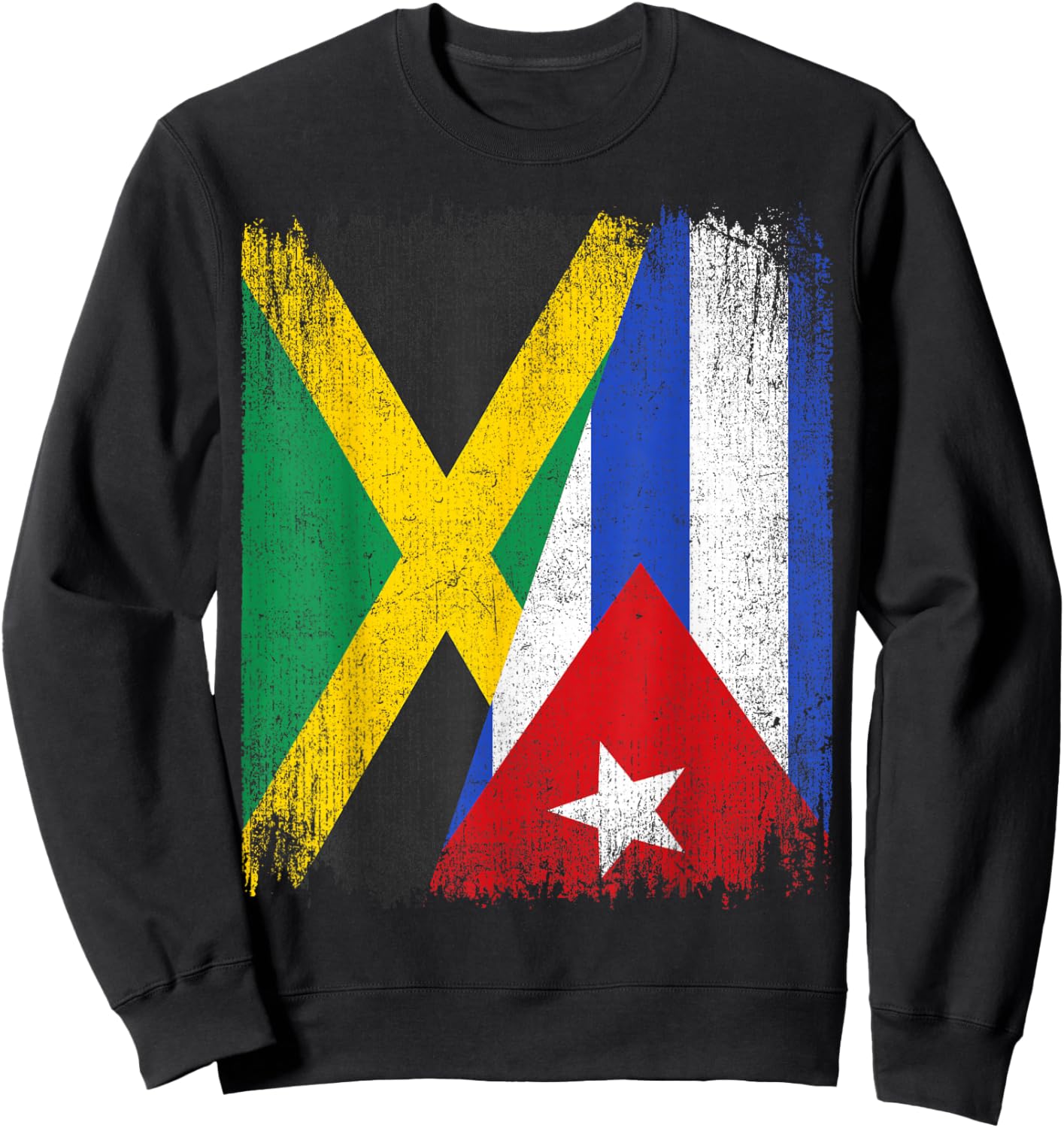 Half Jamaica Cuba Flag Jamaican Cuban Pride Roots Sweatshirt - Sweatshirt | Black