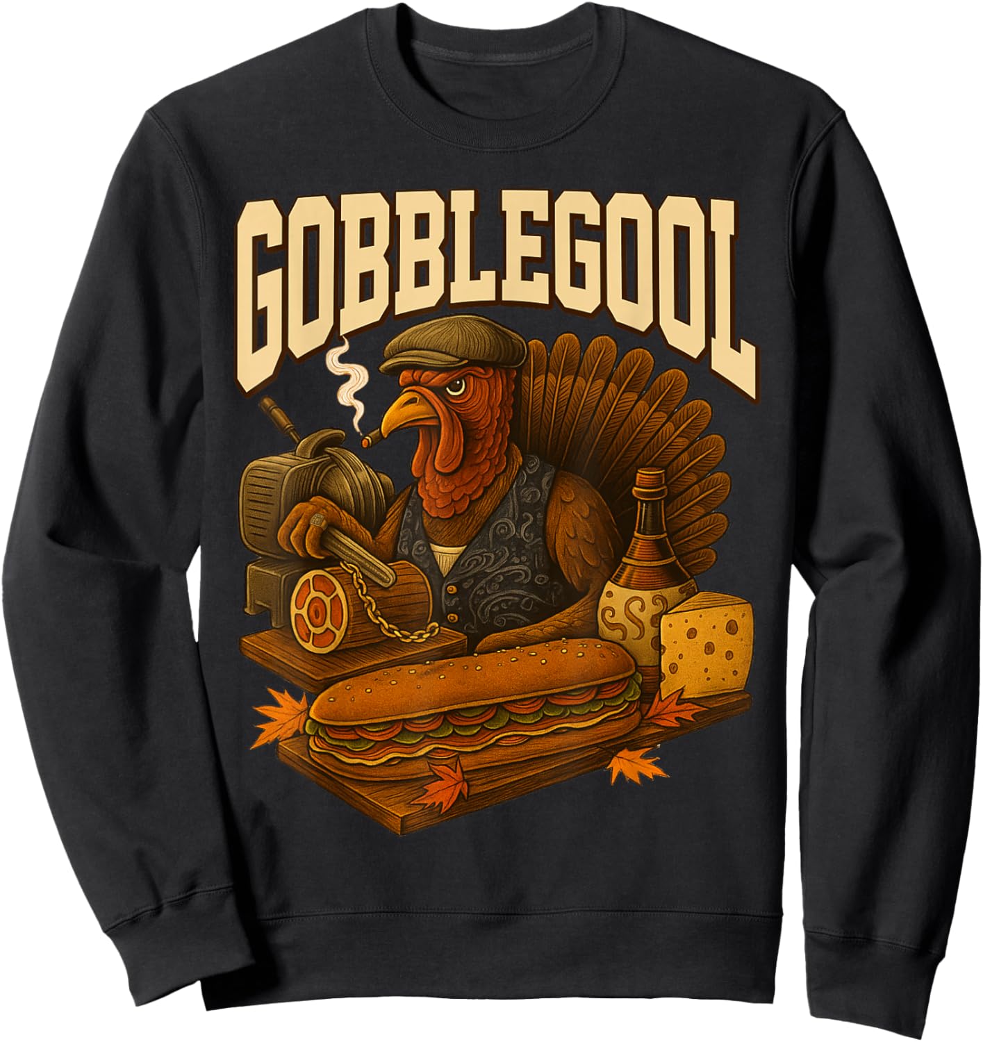 Gobblegool Turkey Gobble Gool Thanksgiving Retro Sweatshirt - Sweatshirt | Black