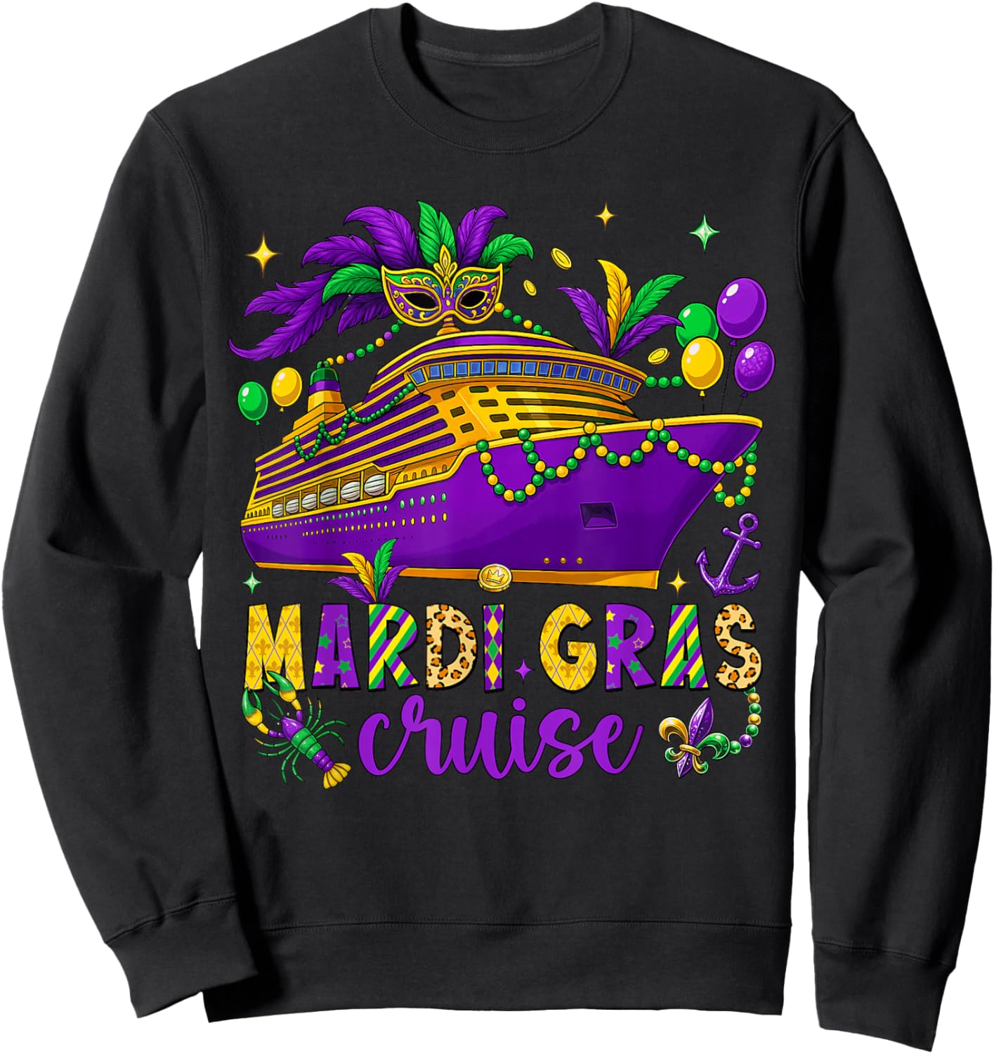 Mardi Gras Cruise Crew 2026 Trip New Orleans Family Matching Sweatshirt - Sweatshirt | Black