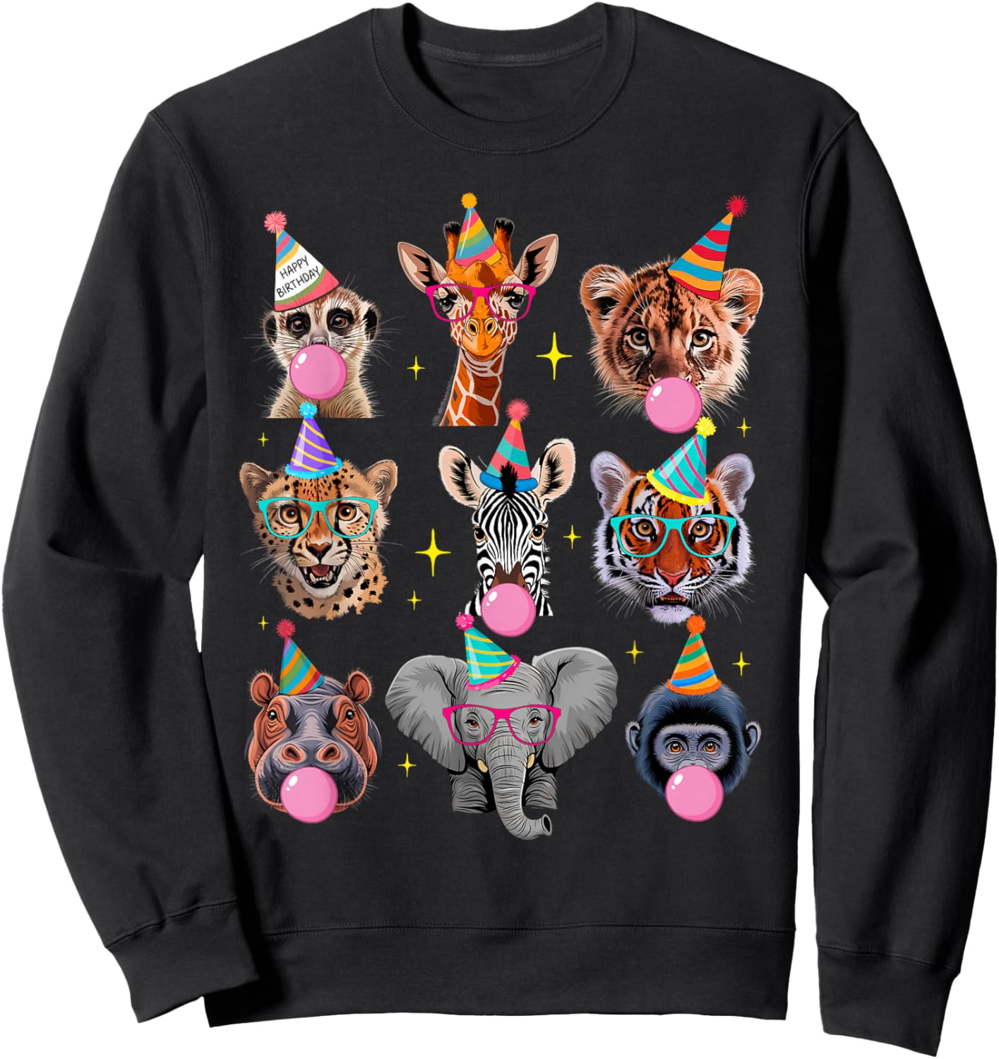 Wildlife Animals Zoo Birthday Party for Girl Boy Kids Family Sweatshirt - Sweatshirt | Black