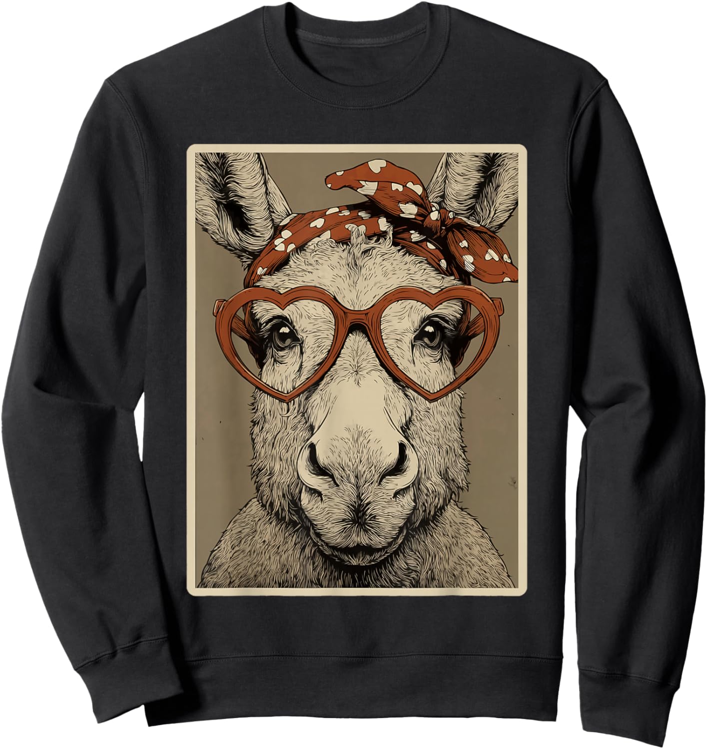 Valentines Moose in Hearts Glasses Romantic Animal Coquette Sweatshirt - Sweatshirt | Black