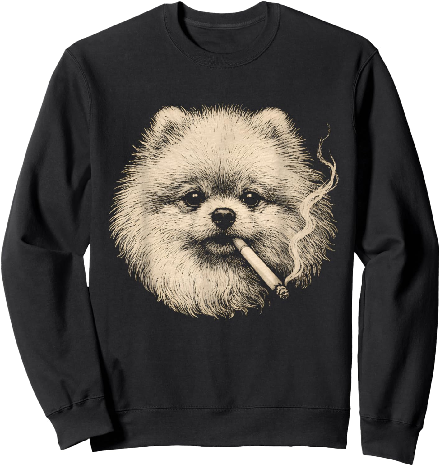 Dog Smoking Cigarette Funny Pomeranian Meme Sweatshirt - Sweatshirt | Black