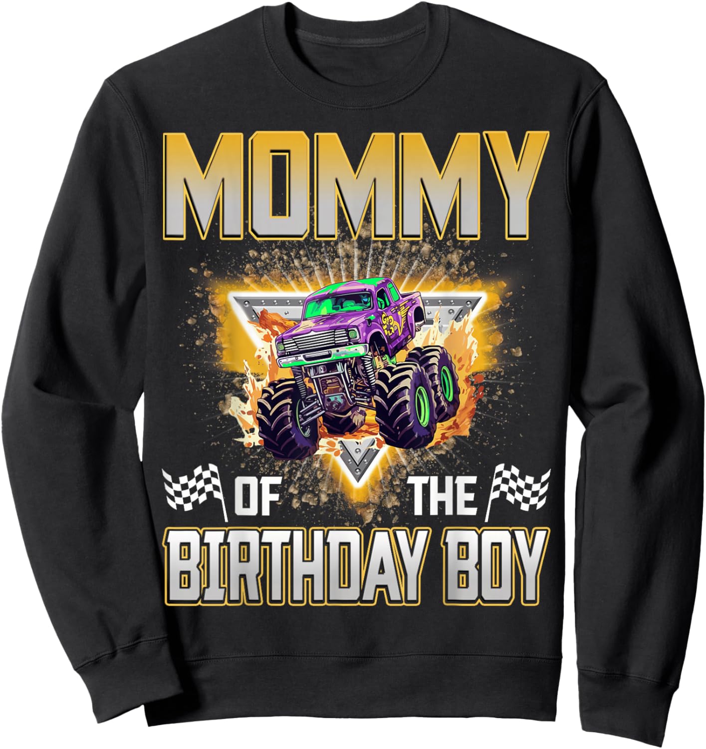 Mommy of The Birthday Boy Monster Truck Birthday Family Sweatshirt - Sweatshirt | Black