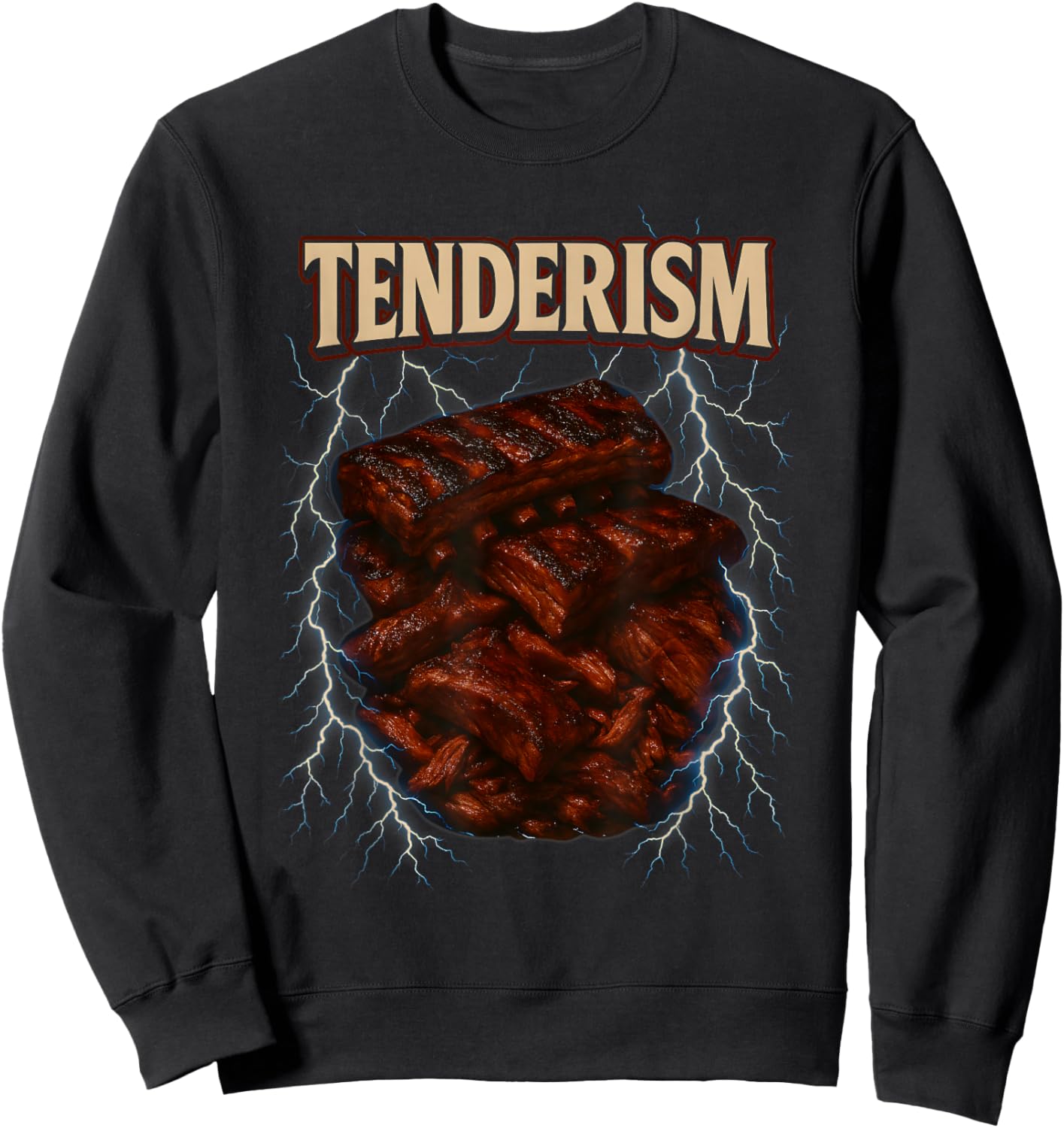Tenderism 90s Retro Bootleg Funny Trending Food Meme Sweatshirt - Sweatshirt | Black