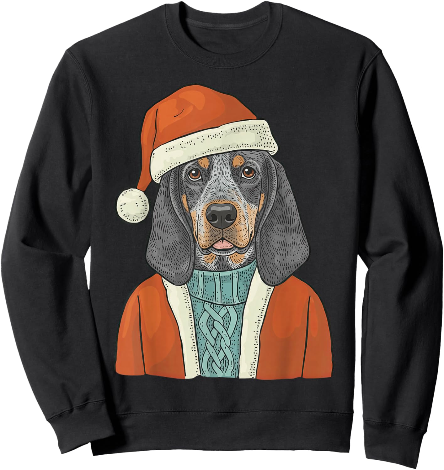 Bluetick Coonhound Dog Santa Christmas Outfit Funny Sweatshirt - Sweatshirt | Black