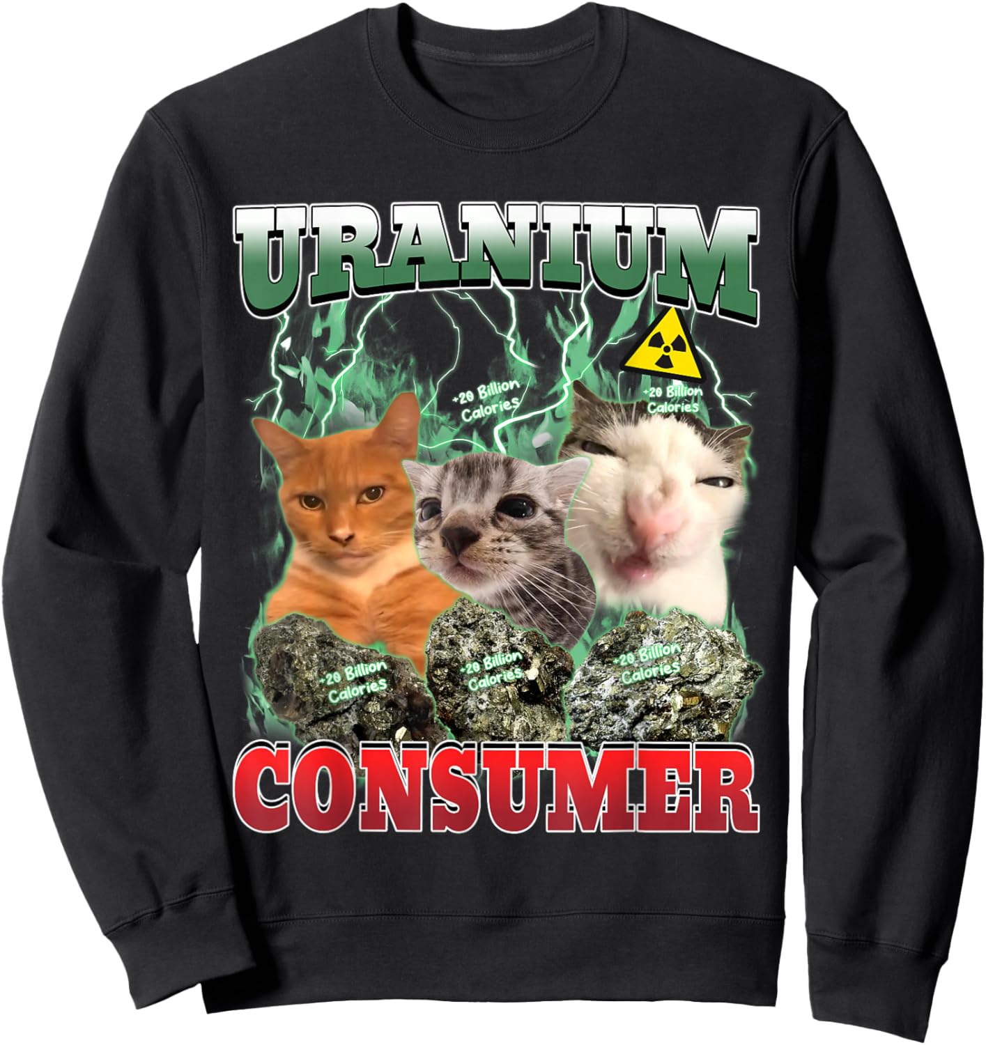 Uranium Consumer Funny Cat Dank Meme Unhinged Men Women Sweatshirt - Sweatshirt | Black