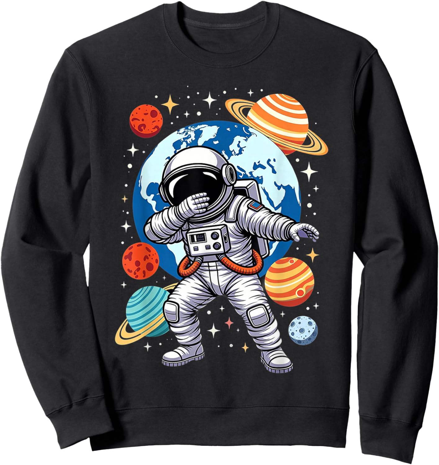 Astronaut Dabbing Funny Space Lover Cool Planets Sweatshirt - Sweatshirt | Black