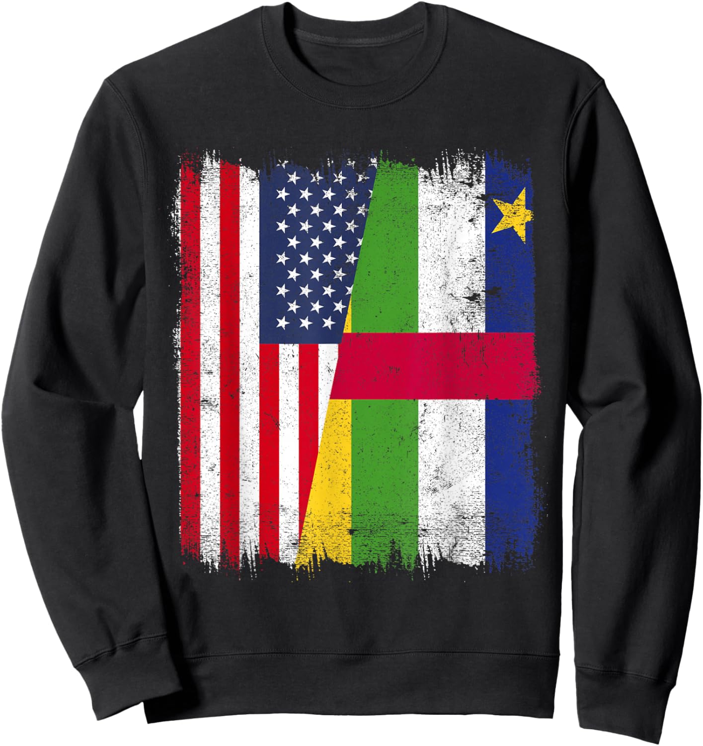 USA Central African Republic Half Flag American CAR Roots Sweatshirt - Sweatshirt | Black