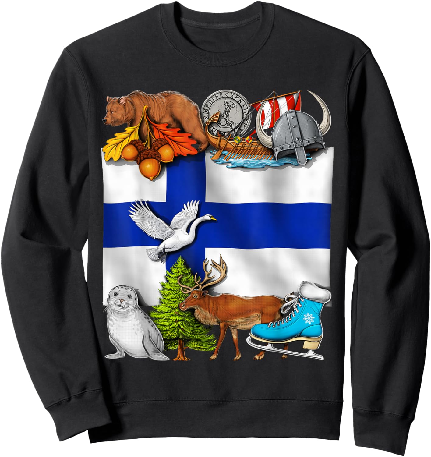 Finland Flag Finnish Roots Finnish Heritage Proud Finnish Sweatshirt - Sweatshirt | Black