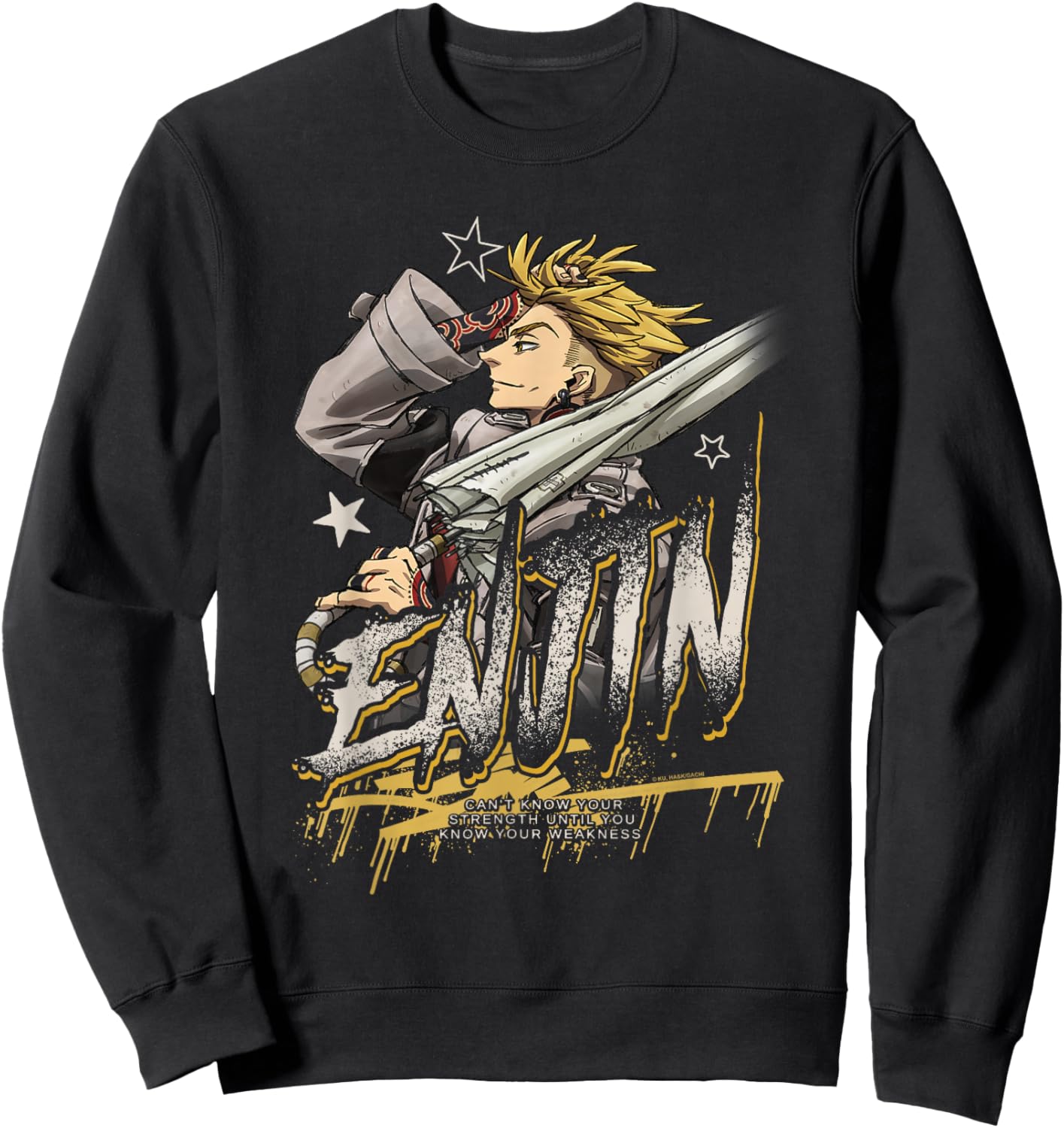 Enjin Portrait Outline with Stars Anime Sweatshirt - Sweatshirt | Black