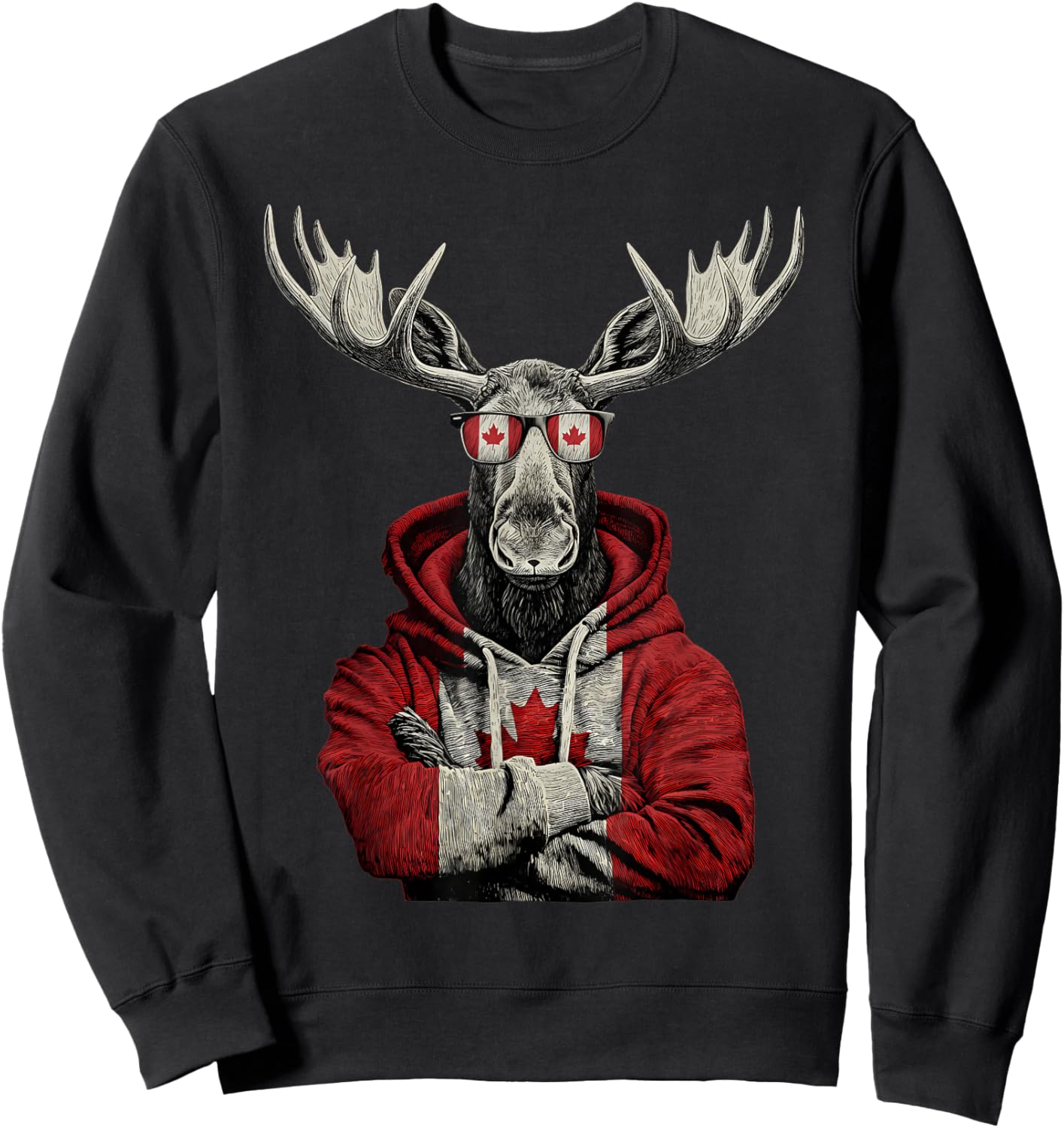 Canada Moose Canadian Pride Canada Maple Leaf Canada Flag Sweatshirt - Sweatshirt | Black