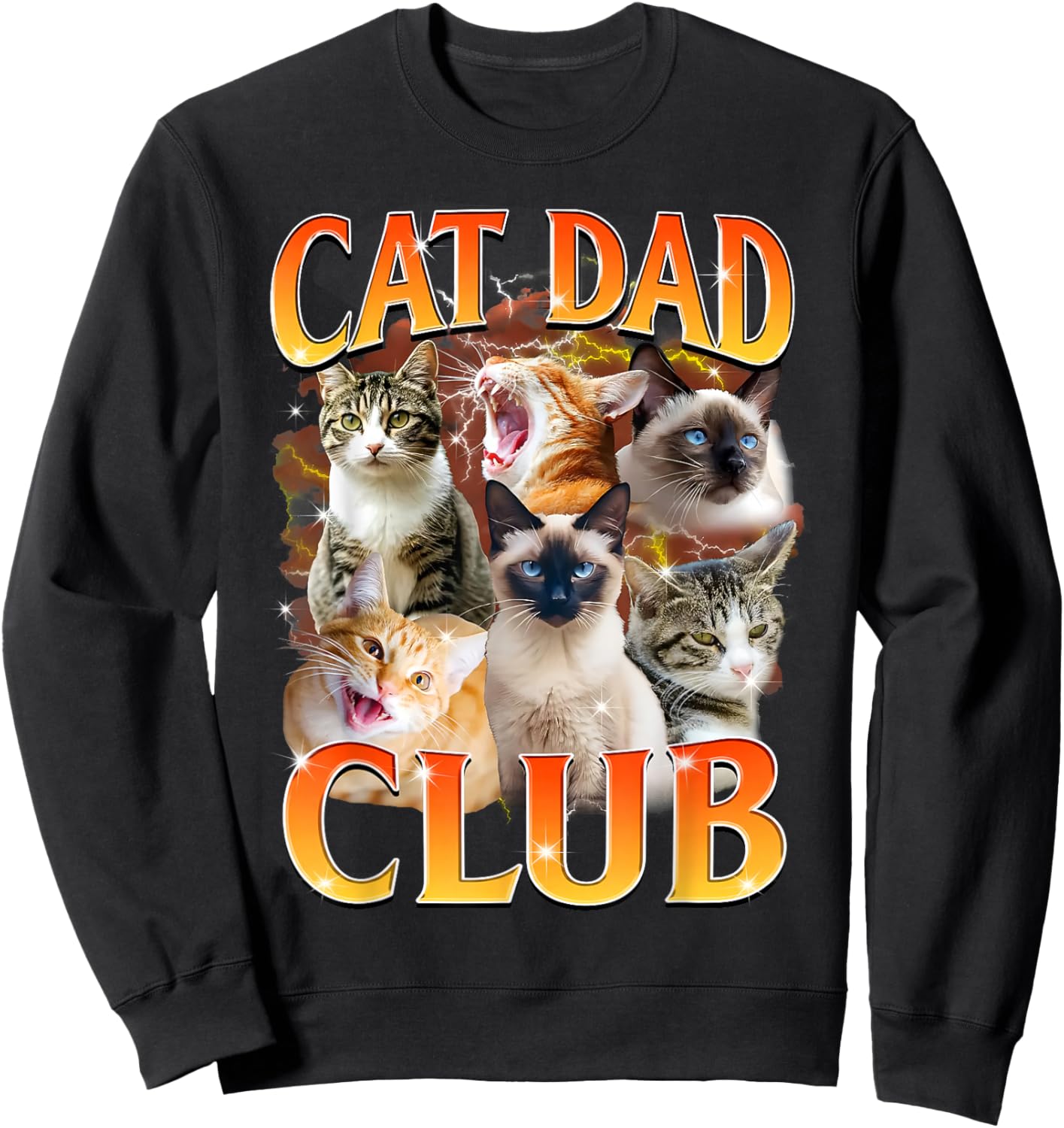 Cat Dad Club Funny Life is Better with Cats Father's Day Sweatshirt - Sweatshirt | Black
