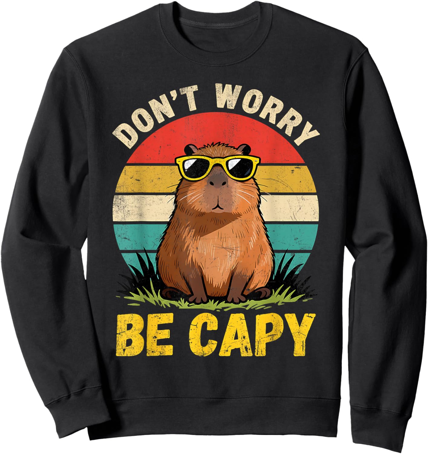 Toddler Don't Worry Be Capy Cute Capybara Birthday Kids Sweatshirt - Sweatshirt | Black