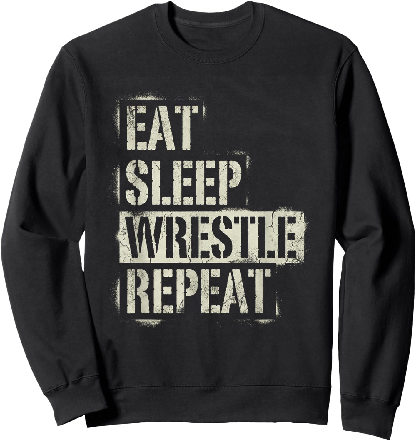Funny Wrestling Eat Sleep Wrestle Repeat Sweatshirt - Sweatshirt | Black
