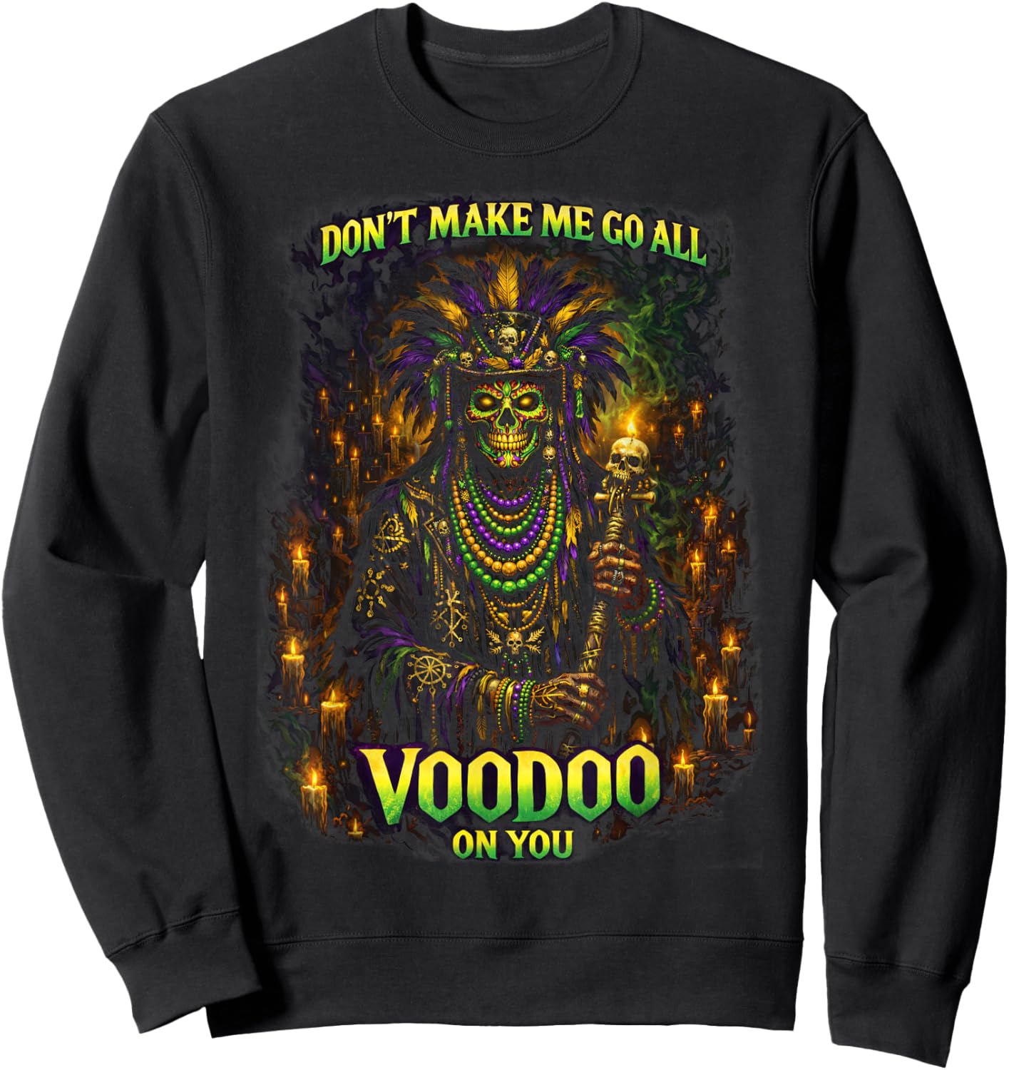 Mardi Gras Witch Doctor Voodoo Priest Top Hat New Orleans Sweatshirt - Sweatshirt | Black